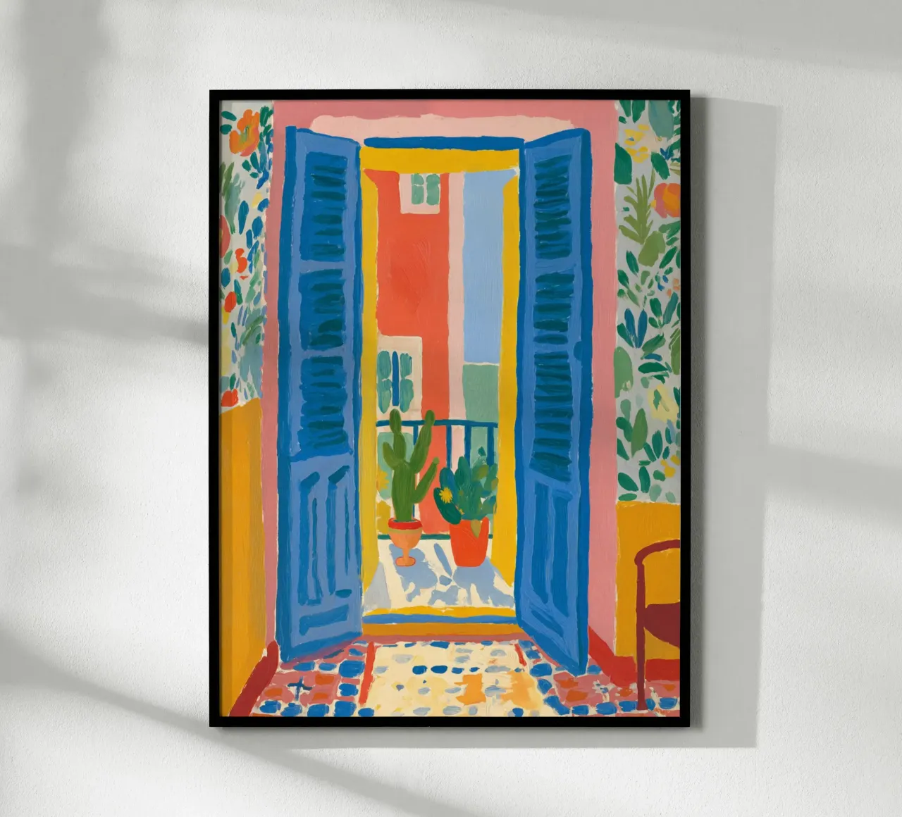 Scena estiva sul balcone poster con telaio in alluminio da Carinaprint