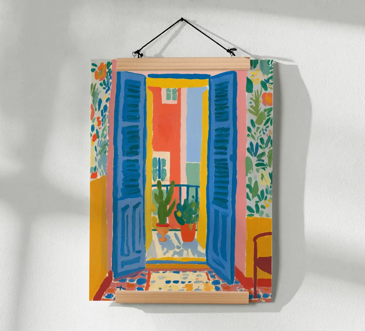 Scena estiva sul balcone poster con telaio in alluminio da Carinaprint