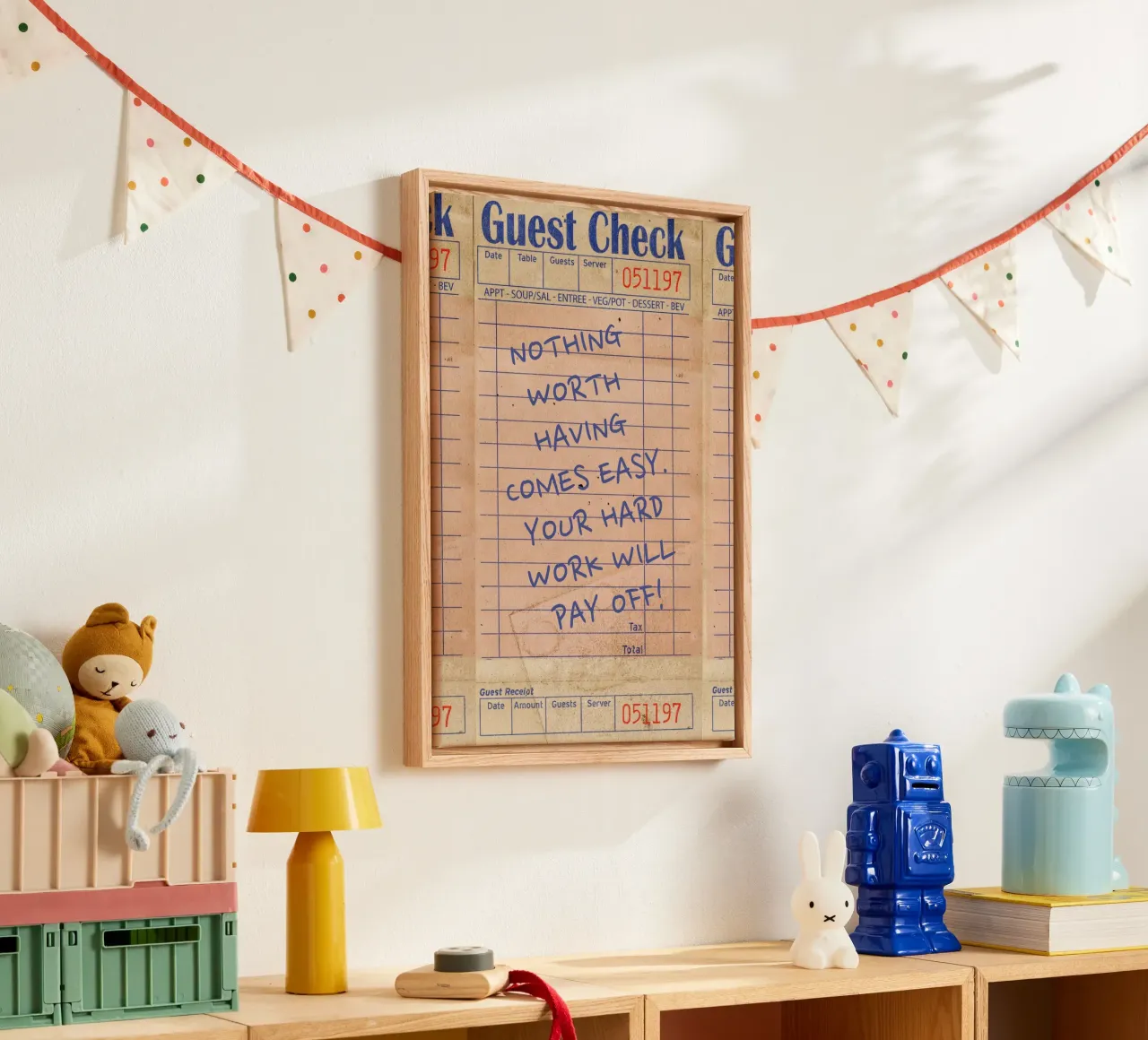 Retro Guest Check "Hard Work Pays Off" Art Print canvas by homdeco