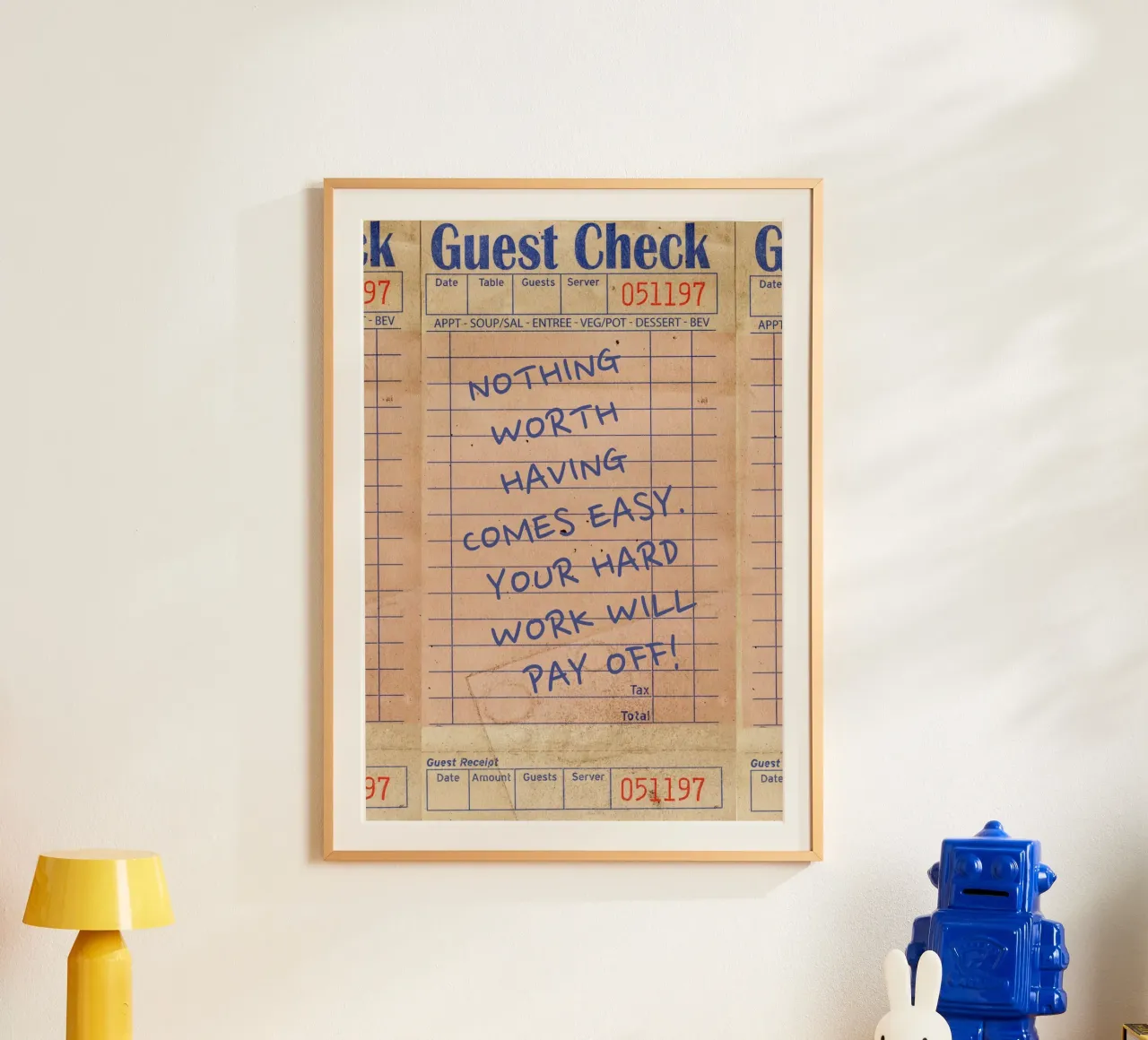 Retro Guest Check "Harte Arbeit zahlt sich aus" Kunstdruck Hahnemühle von homdeco