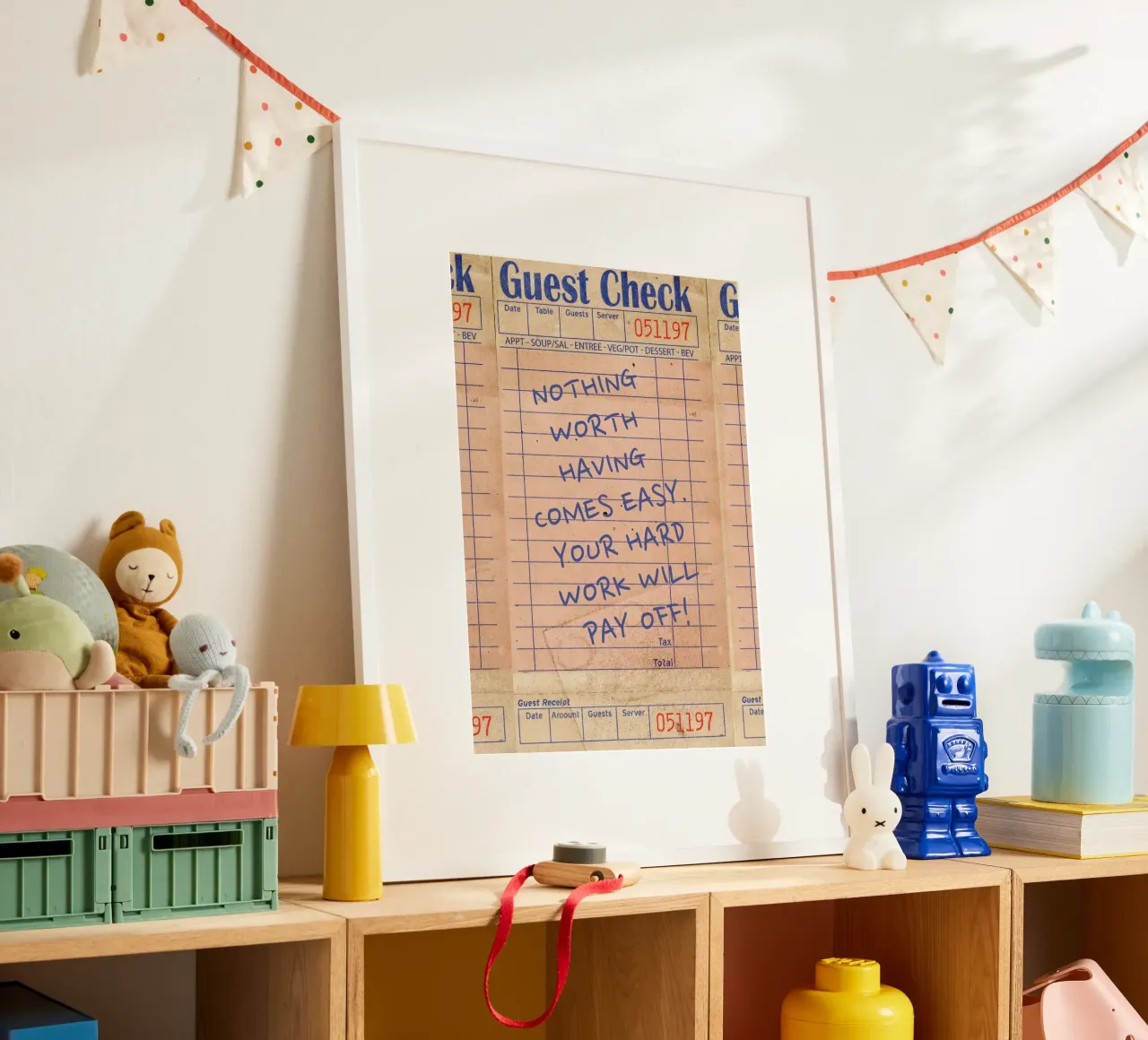 Retro Guest Check "Harte Arbeit zahlt sich aus" Kunstdruck Hahnemühle von homdeco