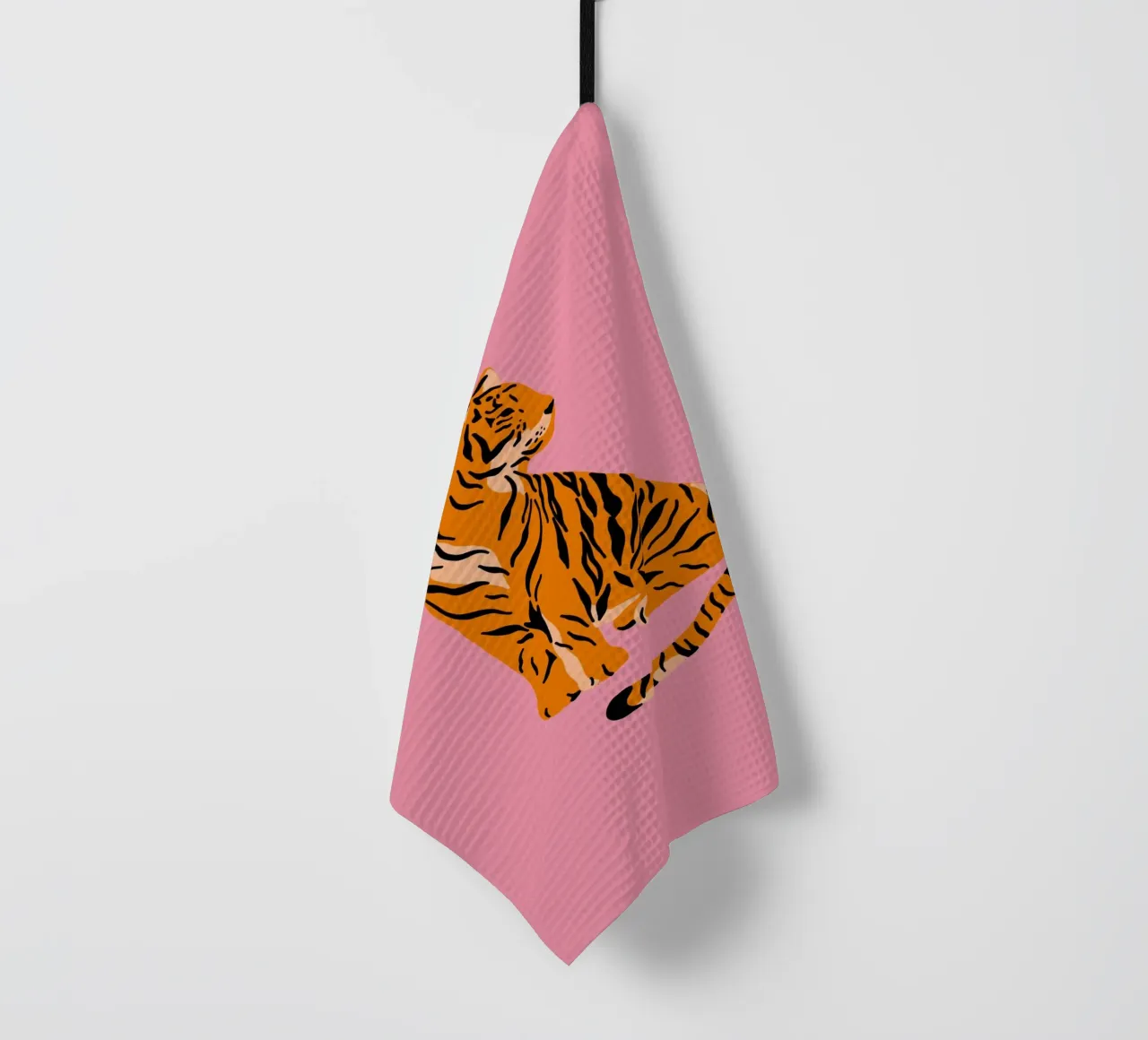 Regal Tiger Pink Pop Art Minimalist Print tea towel by homdeco