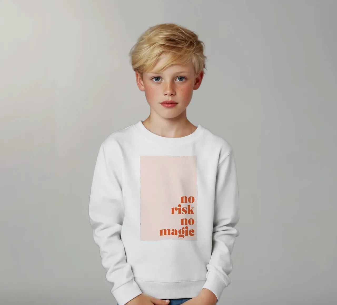 "Boho Retro Motivational Print "No Risk No Magic sudadera para niño de homdeco