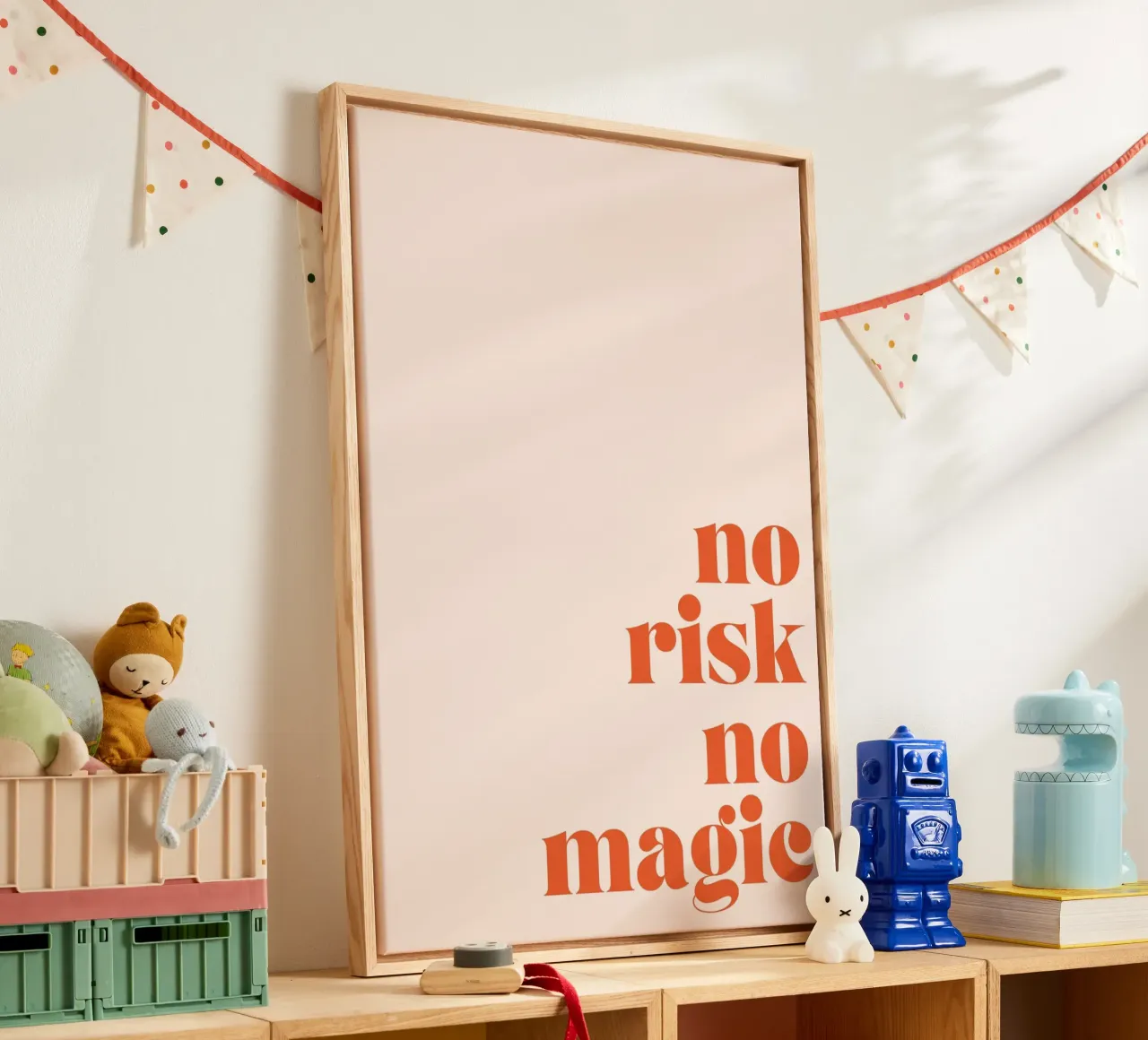 "Boho Retro Motivational Print "No Risk No Magic lienzo de homdeco