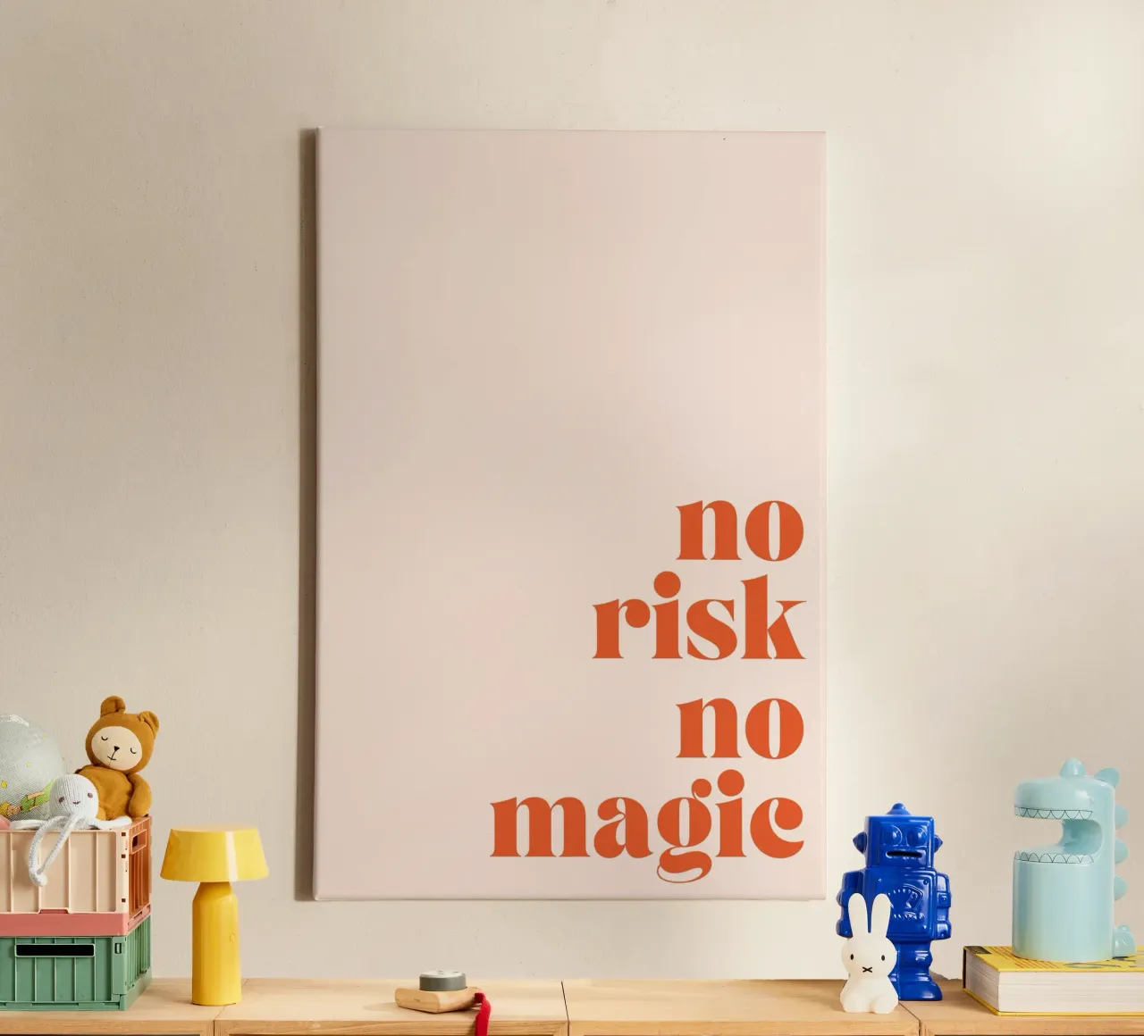 "Boho Retro Motivational Print "No Risk No Magic lienzo de homdeco