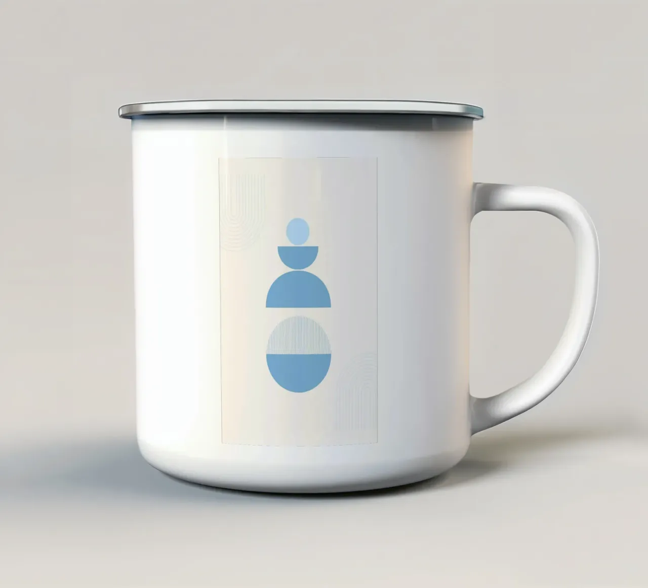 Abstrait Balance Bleu Géométrique Boho Art Print mug en émail de homdeco