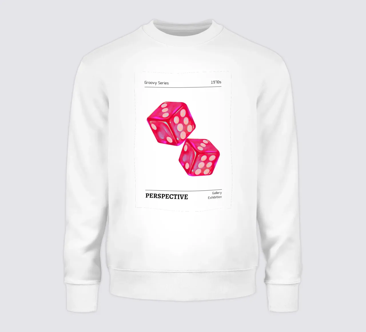 Stampa pop art "Perspective" di Groovy 1970s Dice felpa da homdeco