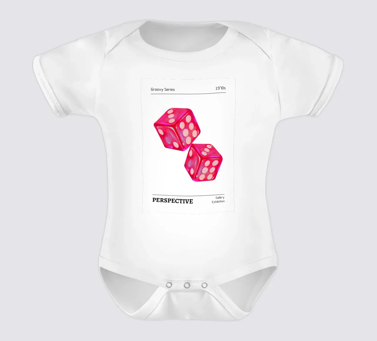 Groovy 1970s Dice "Perspective" Pop Art Print babyrompertje korte mouwen van homdeco