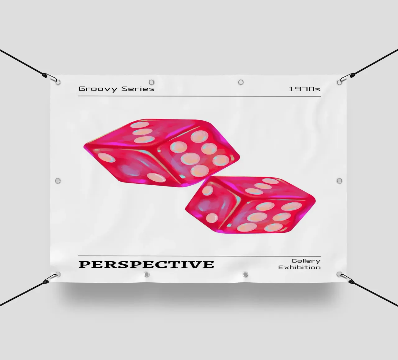Stampa pop art "Perspective" di Groovy 1970s Dice telo in pvc da homdeco