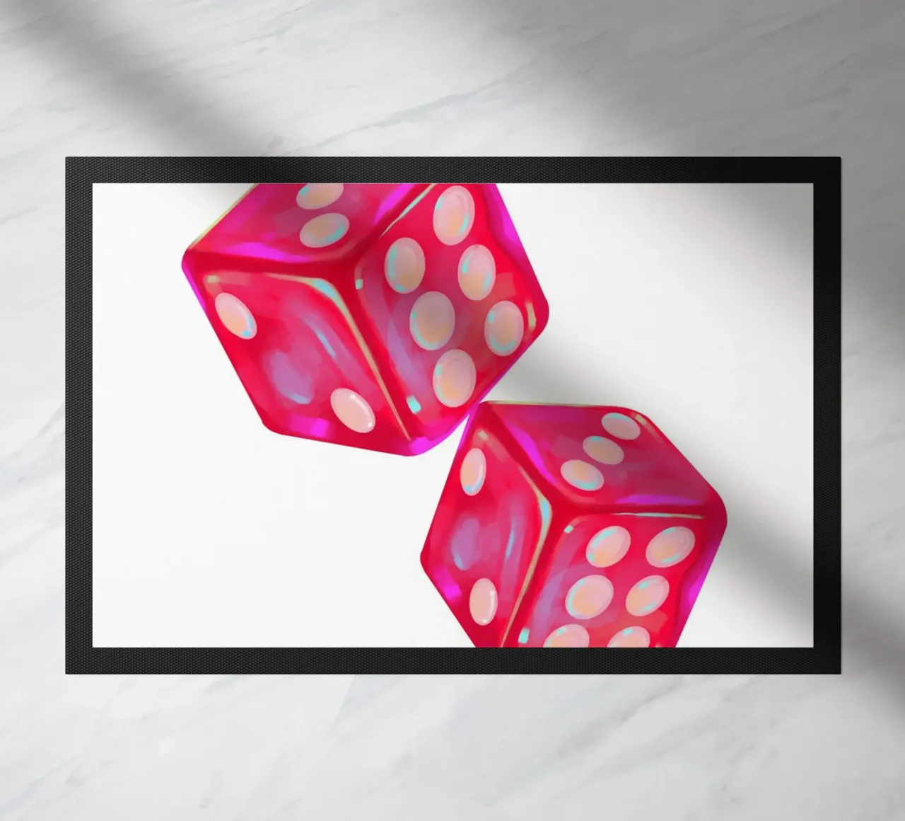 Stampa pop art "Perspective" di Groovy 1970s Dice zerbino da homdeco