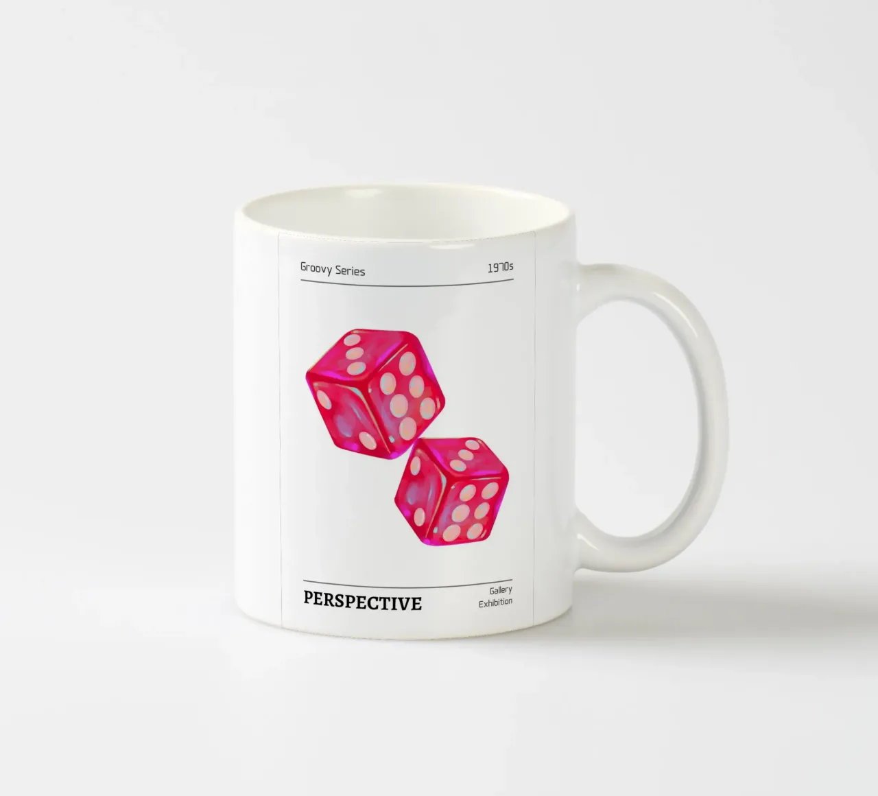 Groovy 1970s Dice "Perspective" Pop Art Print keramische mok van homdeco