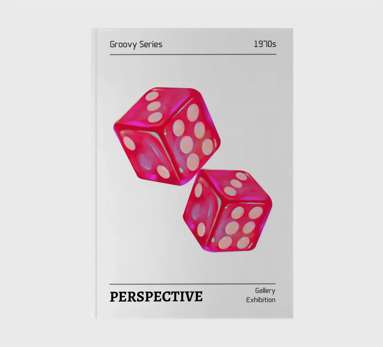 Groovy 1970s Dice "Perspective" Pop Art Print notebook by homdeco