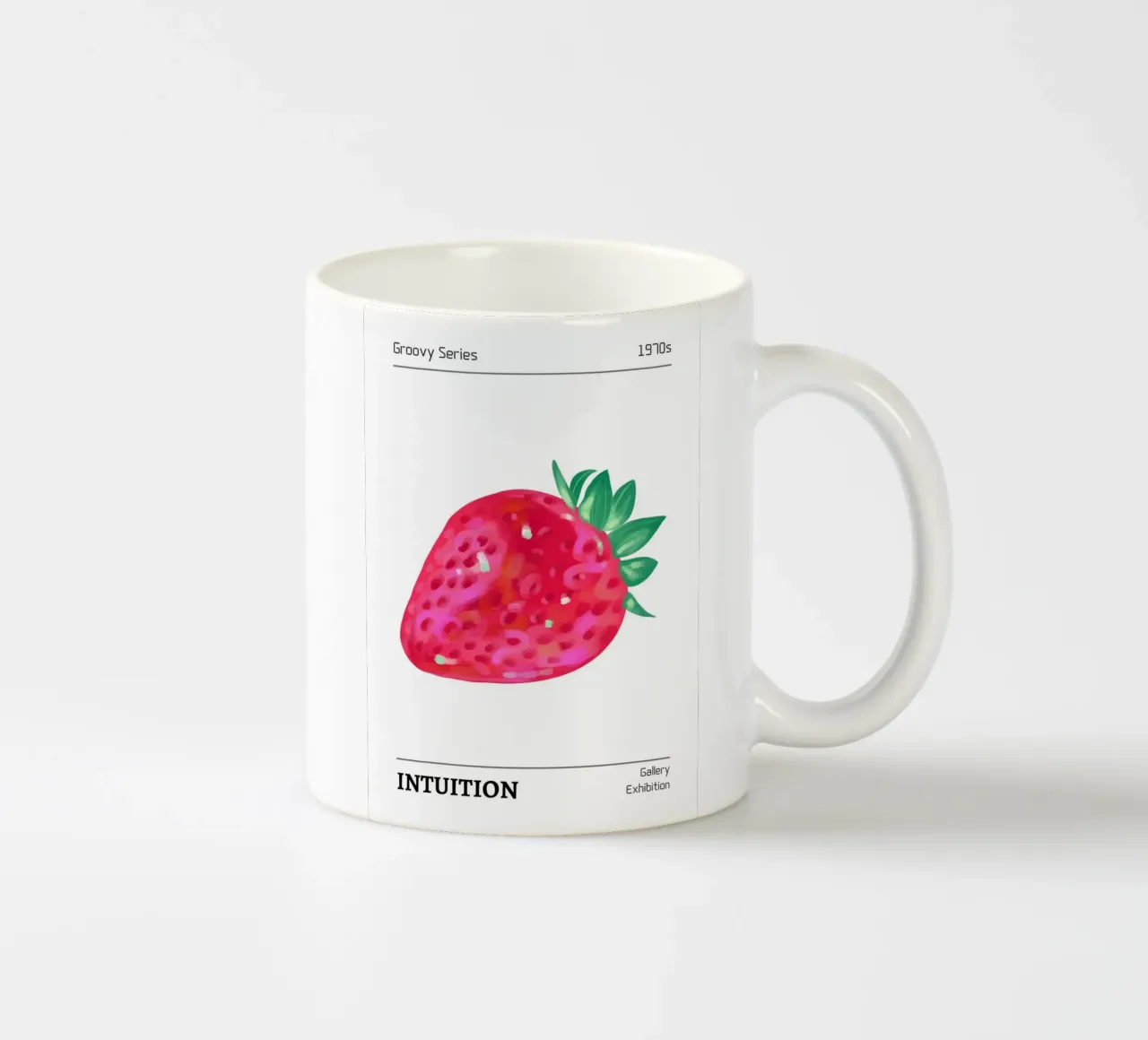 Groovy 1970s Strawberry "Intuition" Pop Art Print keramische mok van homdeco