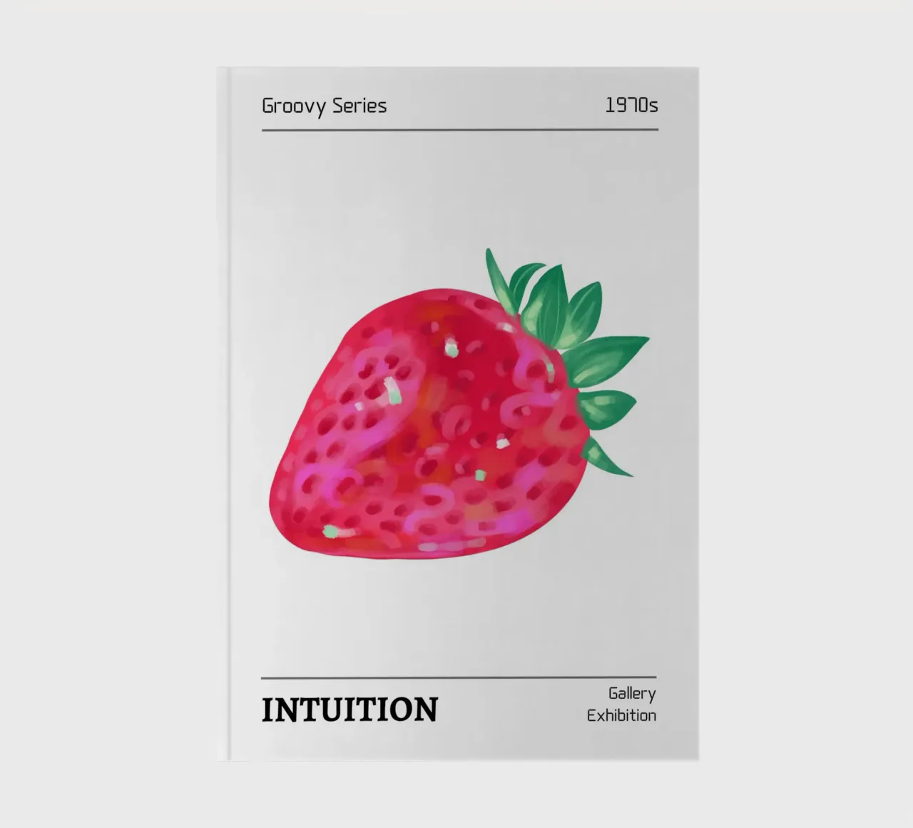 Groovy 1970s Strawberry "Intuition" Pop Art Print notebook by homdeco