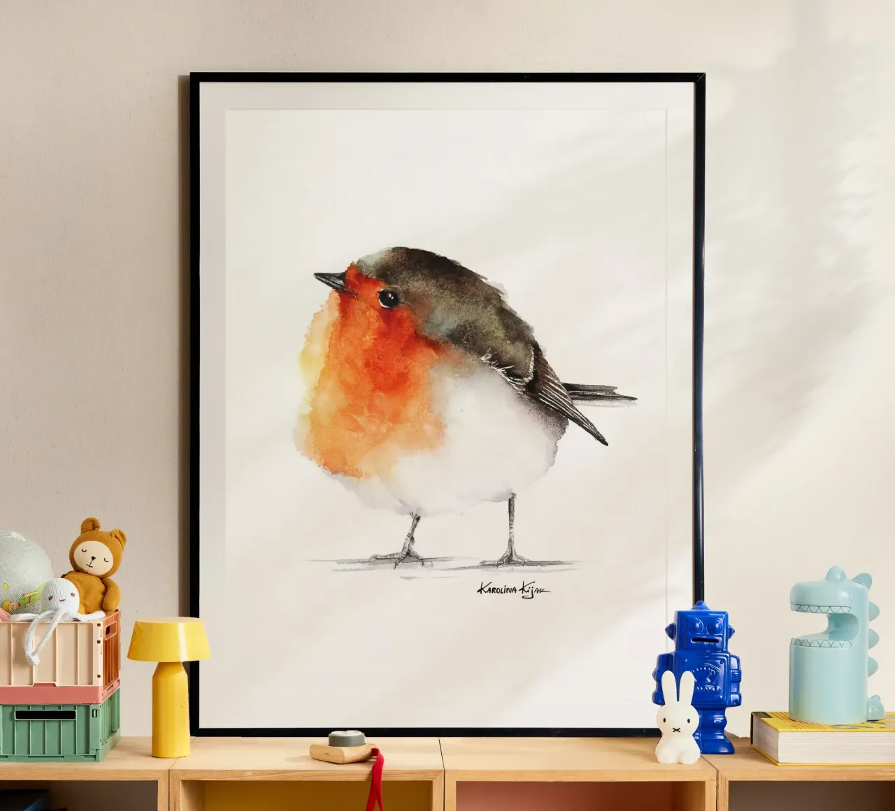 Robin bird poster van Karolina Kijak