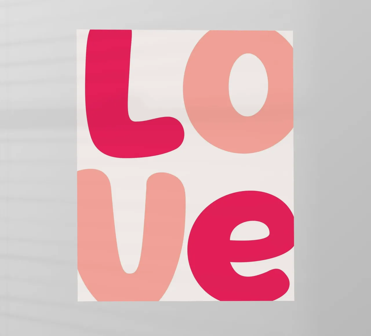 Stampa tipografica estetica in grassetto "Love" rosa e rosso pellicola backlit da homdeco