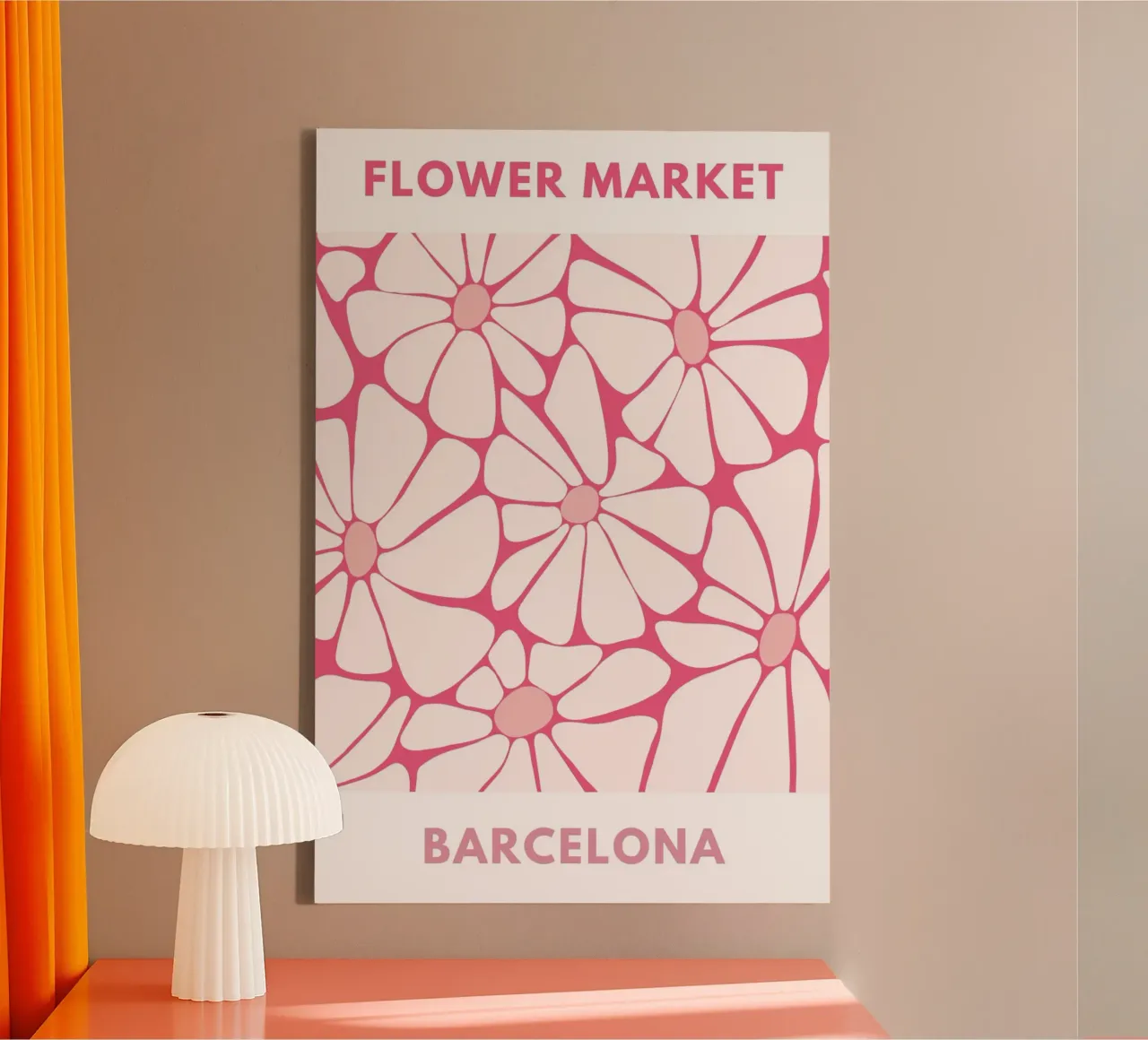 Mercato dei fiori di Barcellona Stampa floreale retrò tela con Cornice a cassetta da homdeco