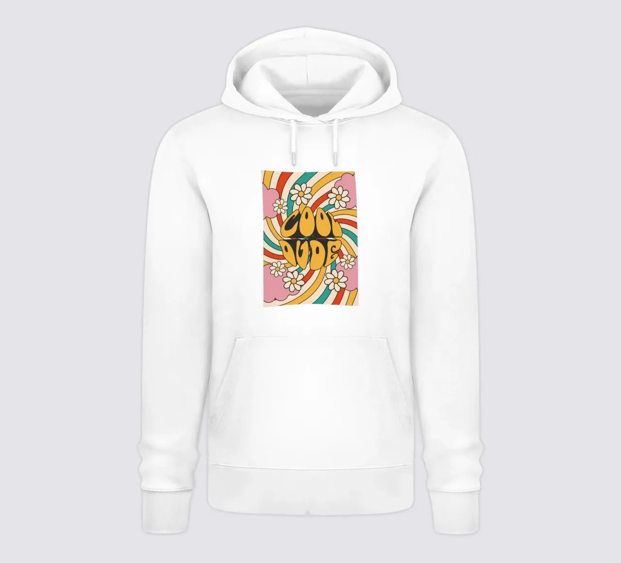Arte retrò "Cool Dude" con volute e margherite felpa con cappuccio da homdeco