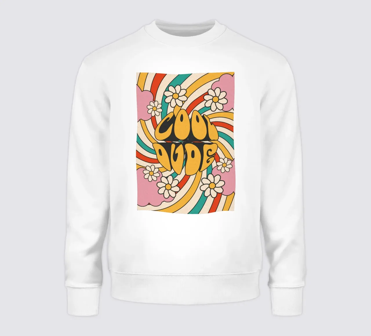 Groovy "Cool Dude" Retro Swirls & Gänseblümchen Kunst Sweatshirt von homdeco