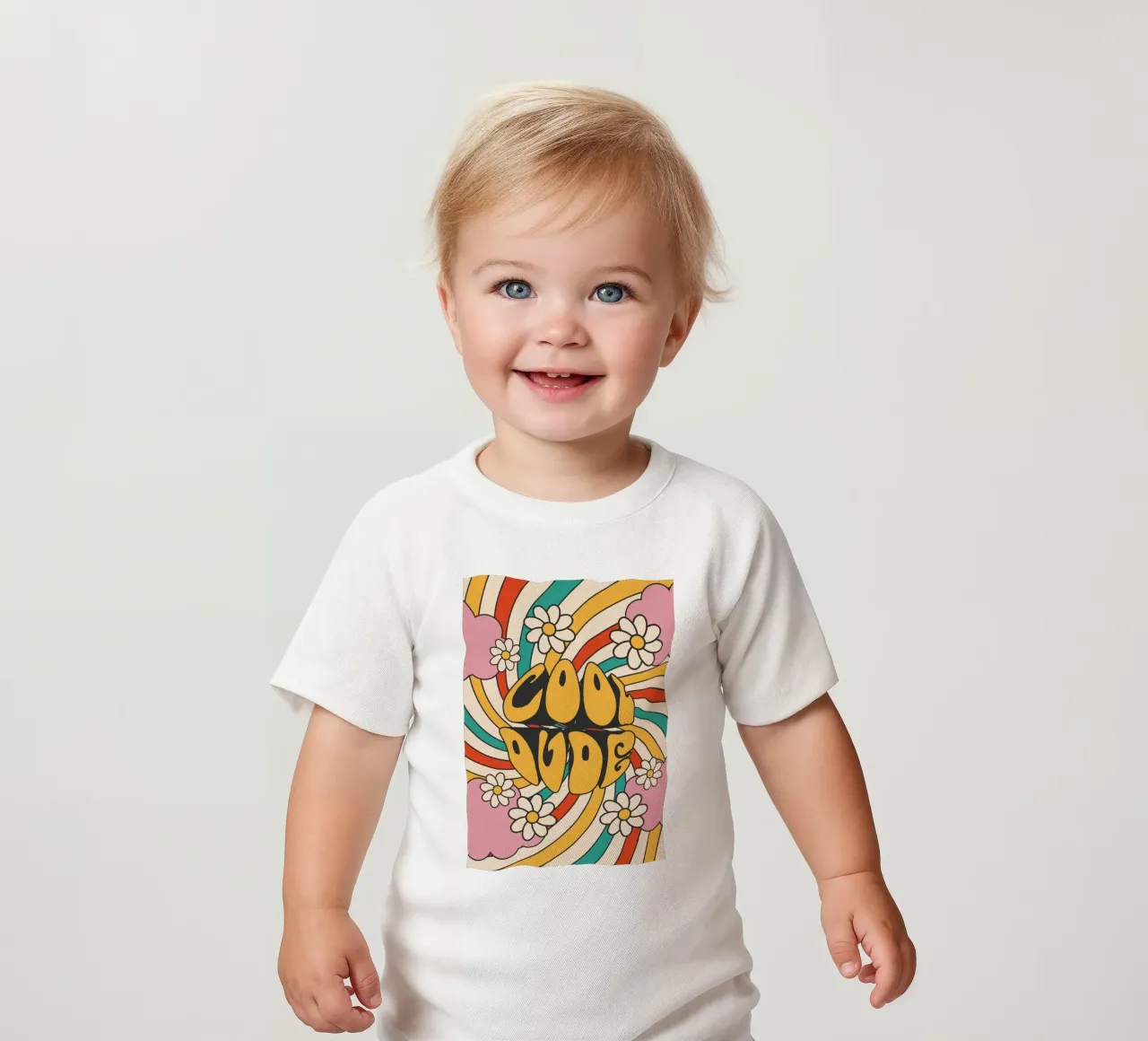 Arte retrò "Cool Dude" con volute e margherite maglietta neonato da homdeco
