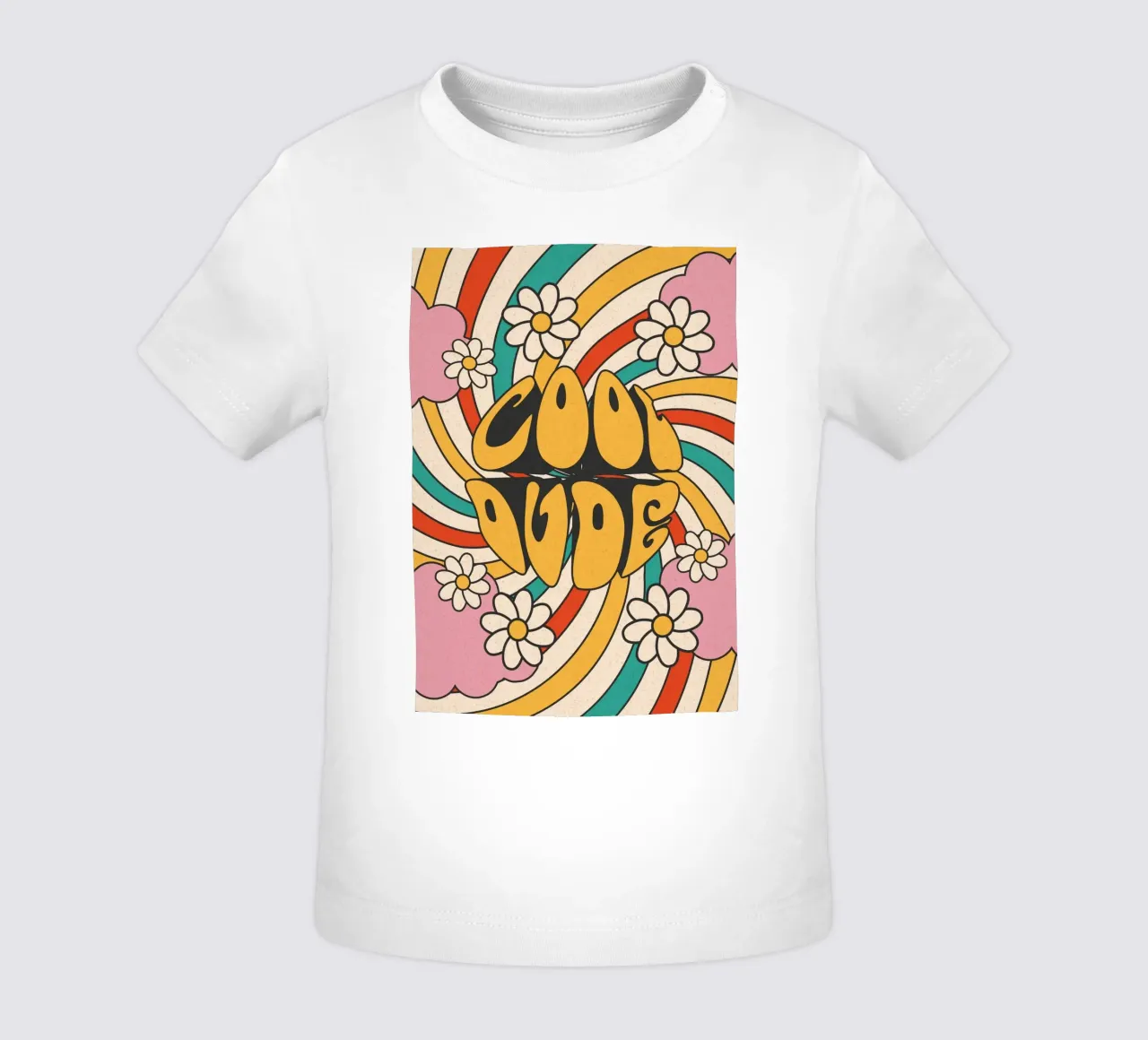 Arte retrò "Cool Dude" con volute e margherite maglietta neonato da homdeco