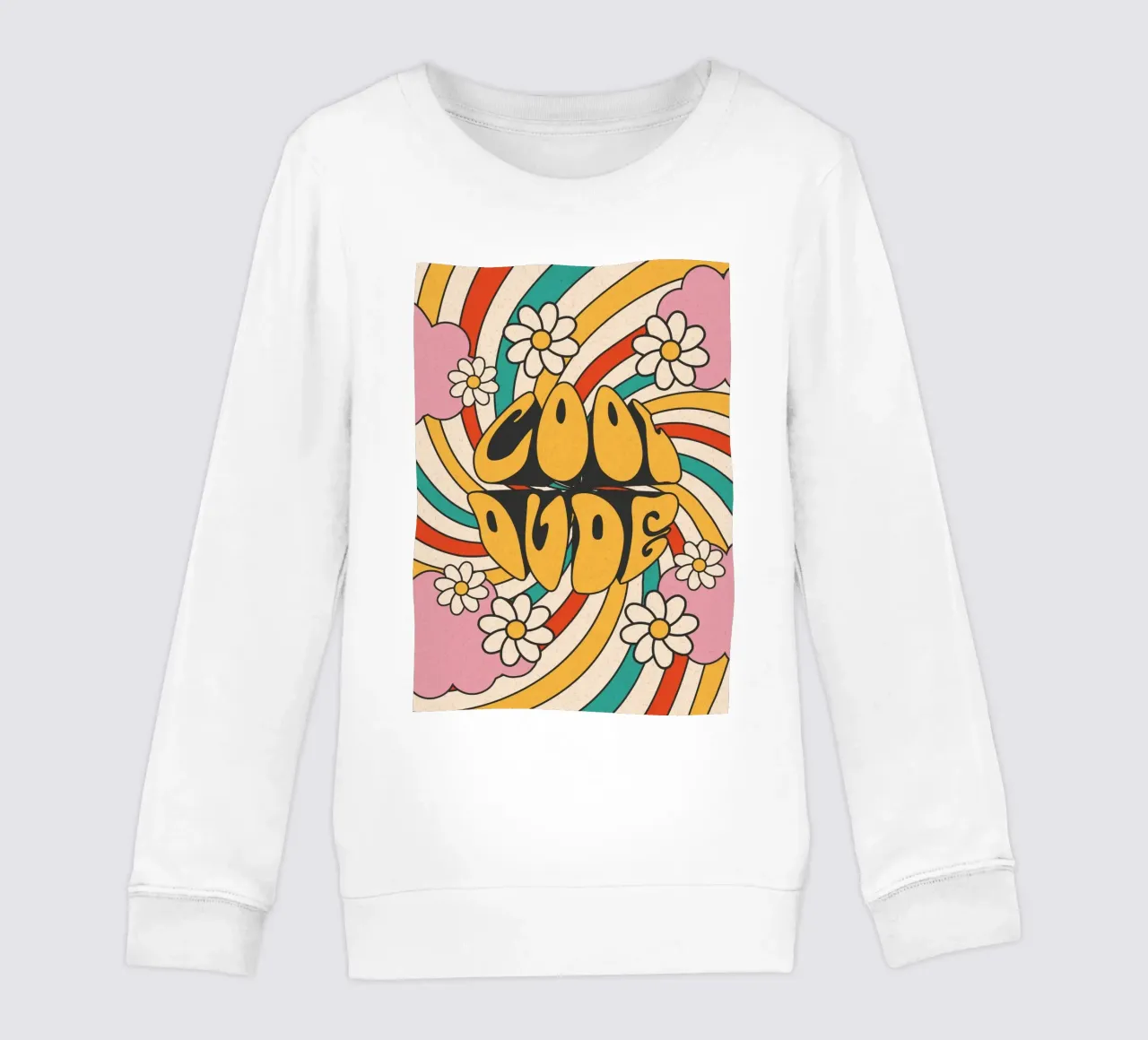 Arte retrò "Cool Dude" con volute e margherite felpa bambino da homdeco