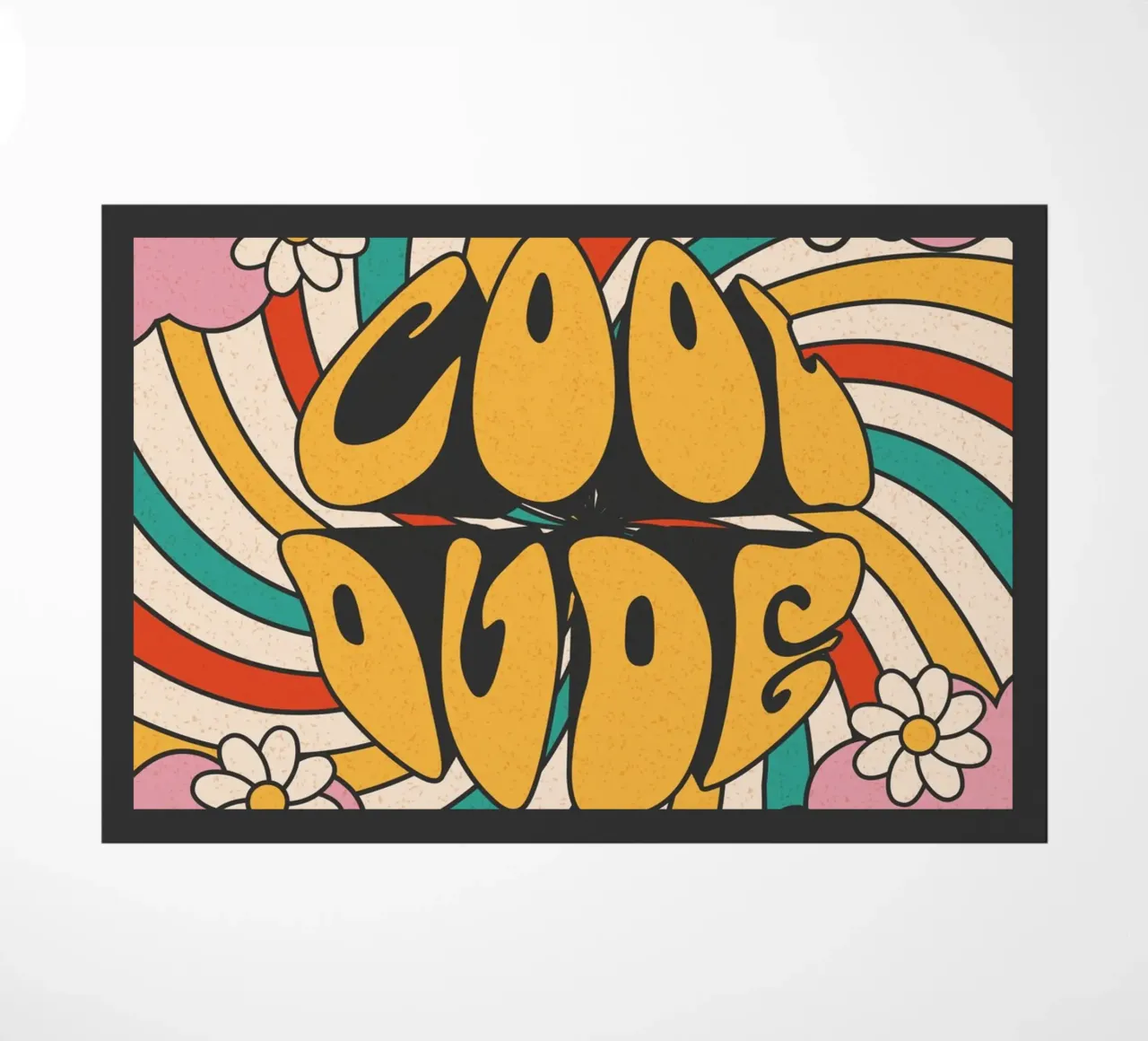 Groovy "Cool Dude" Retro Swirls & Gänseblümchen Kunst Fußmatte von homdeco