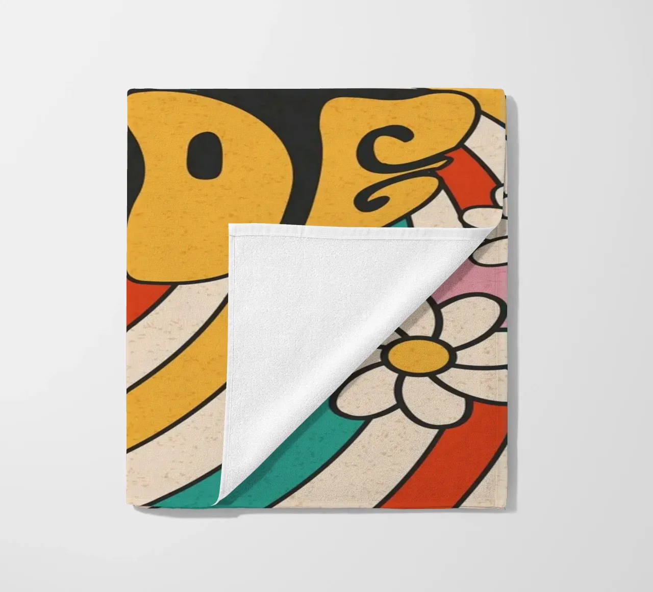 Groovy "Cool Dude" Retro Swirls & Gänseblümchen Kunst Strandtuch von homdeco