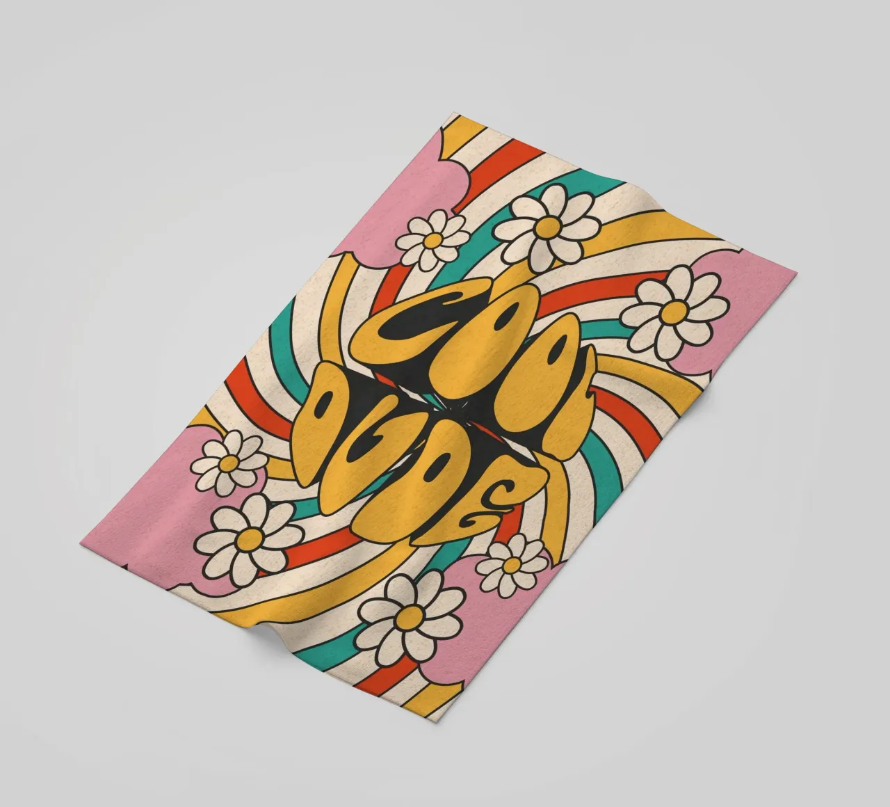 Groovy "Cool Dude" Retro Swirls & Gänseblümchen Kunst Strandtuch von homdeco