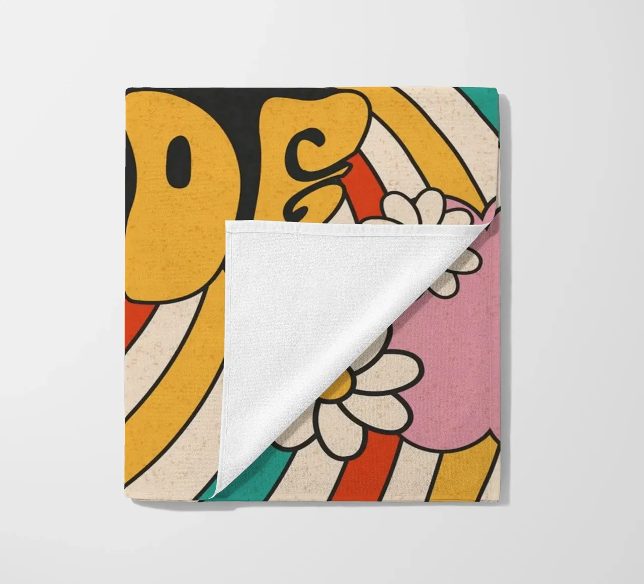 Groovy "Cool Dude" Retro Swirls & Gänseblümchen Kunst Strandtuch von homdeco