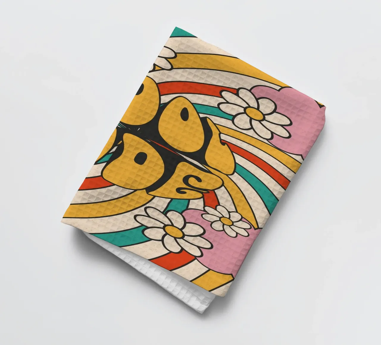 Groovy "Cool Dude" Retro Swirls & Gänseblümchen Kunst Geschirrtuch von homdeco
