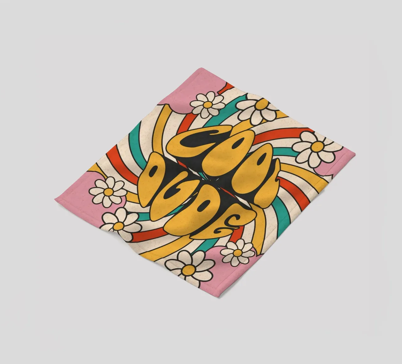 Groovy "Cool Dude" Retro Swirls & Gänseblümchen Kunst Fleecedecke von homdeco