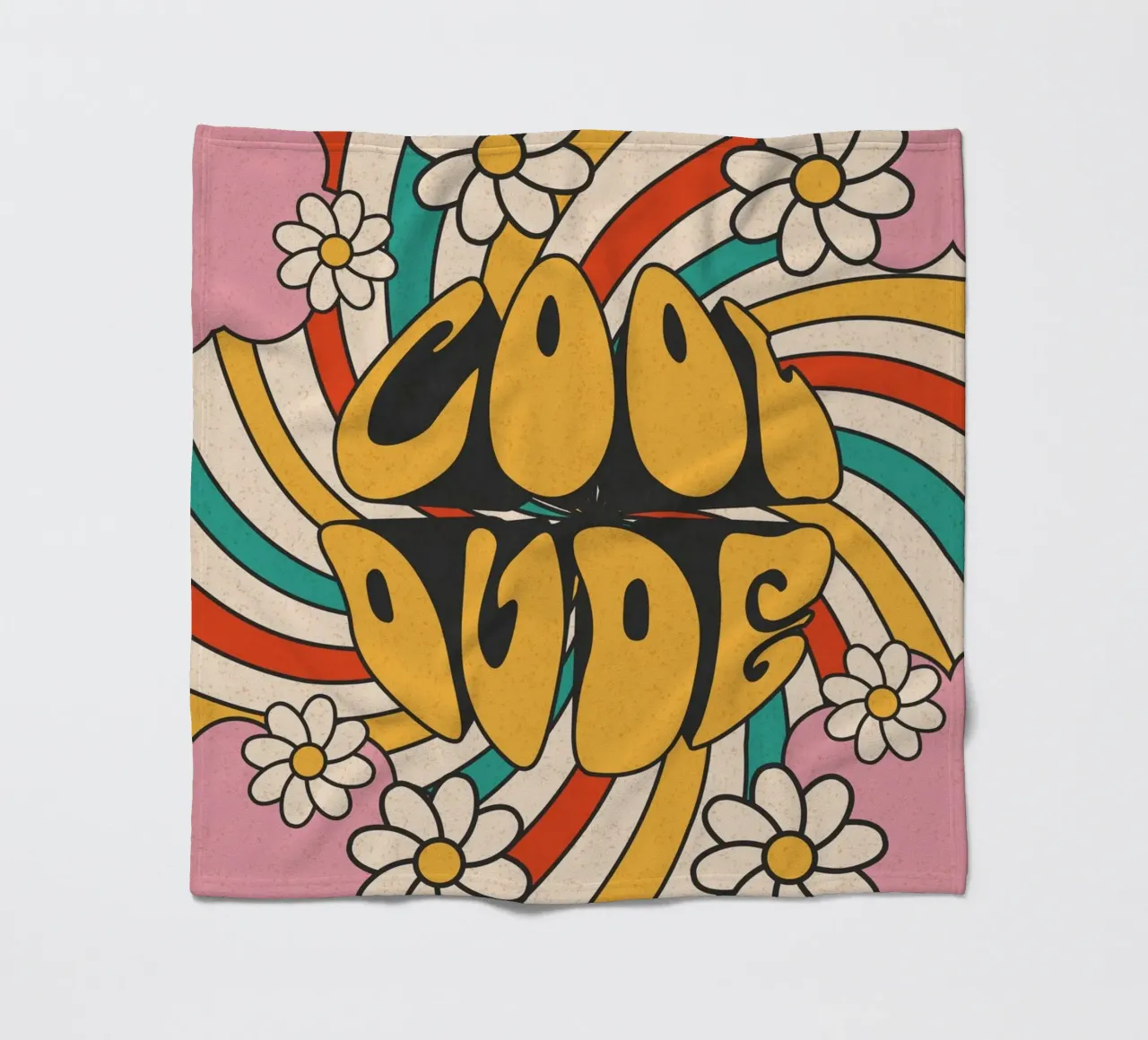 Groovy "Cool Dude" Retro Swirls & Gänseblümchen Kunst Fleecedecke von homdeco