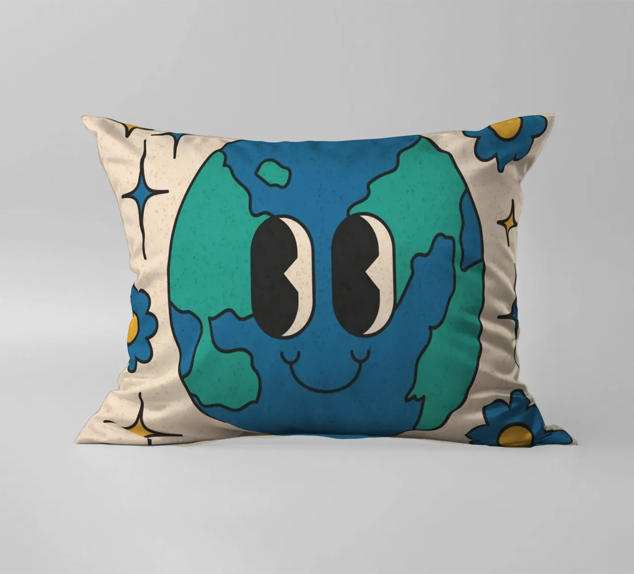 Groovy Good Vibes Aarde Dag Retro Kunstdruk kussen van homdeco