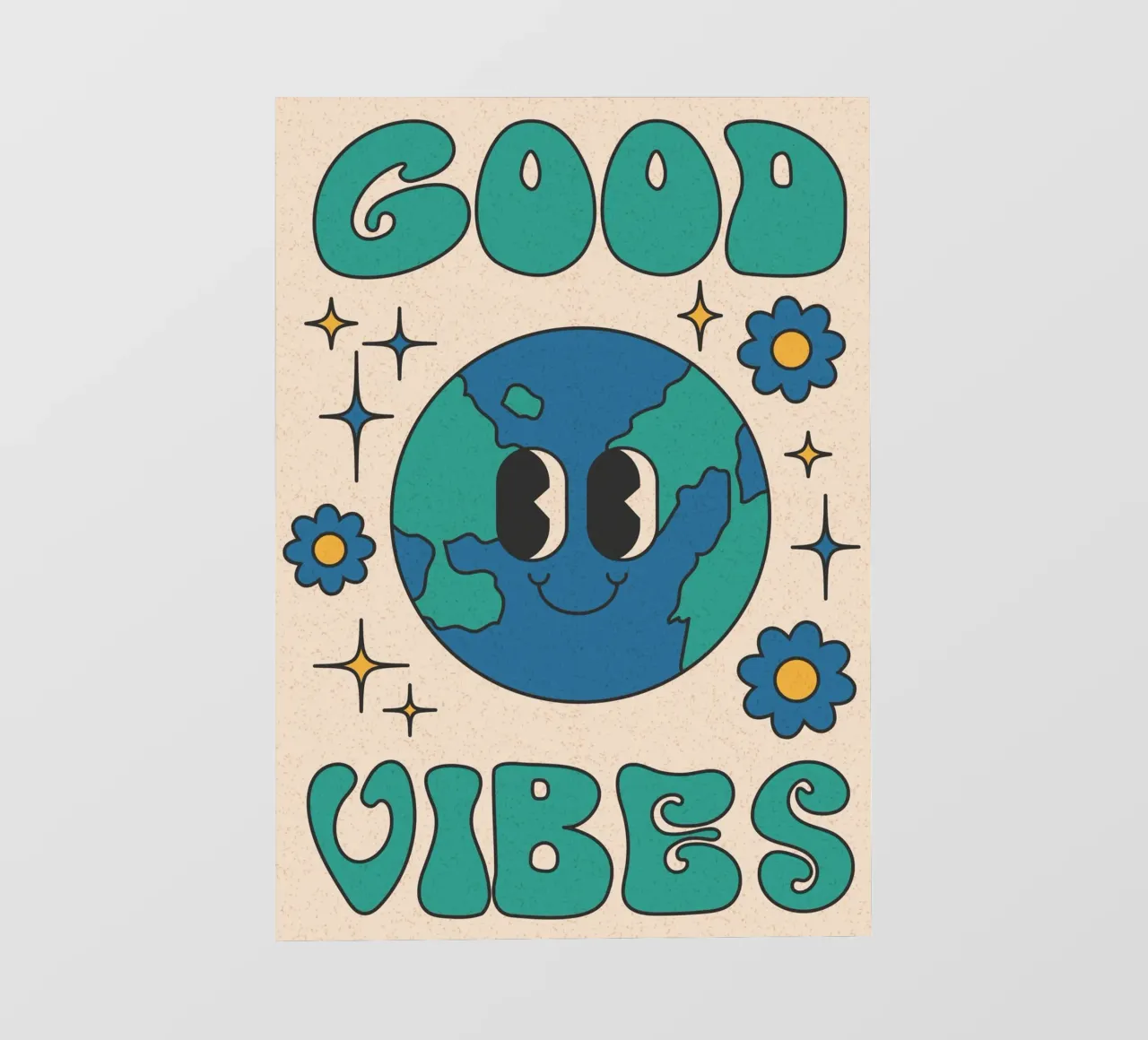 Groovy Good Vibes Aarde Dag Retro Kunstdruk pvc-zeil van homdeco