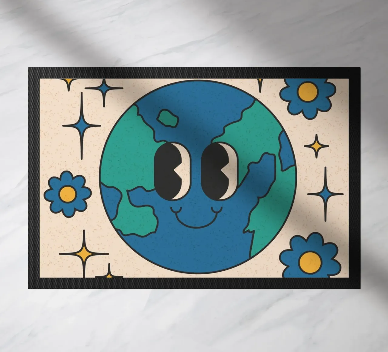 Groovy Good Vibes Earth Day Retro Art Print paillasson de homdeco