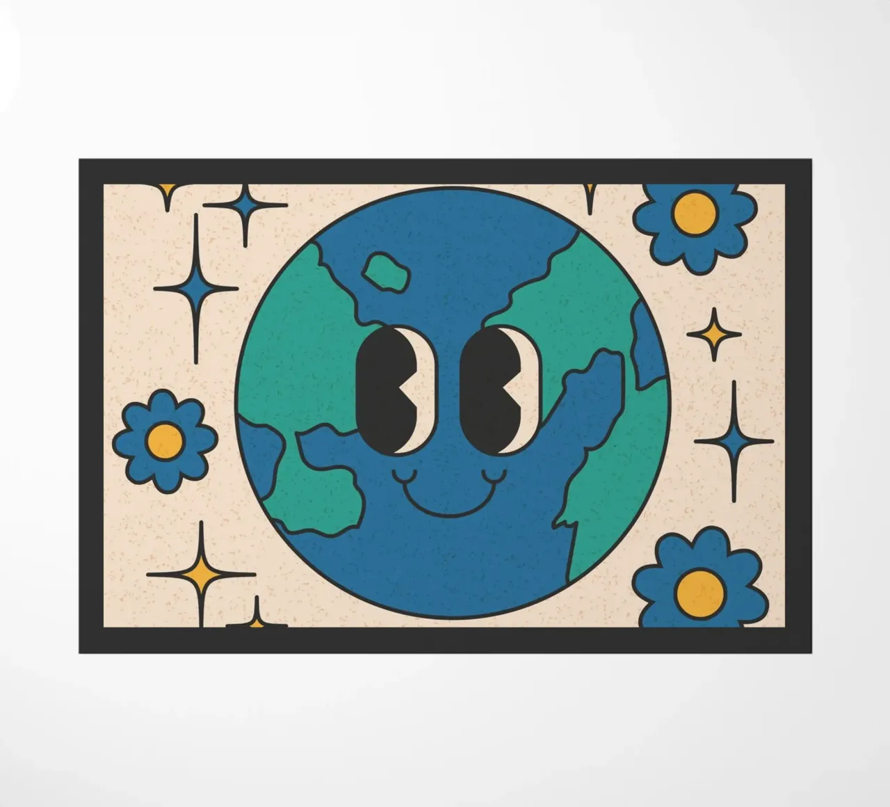 Groovy Good Vibes Earth Day Retro Art Print paillasson de homdeco