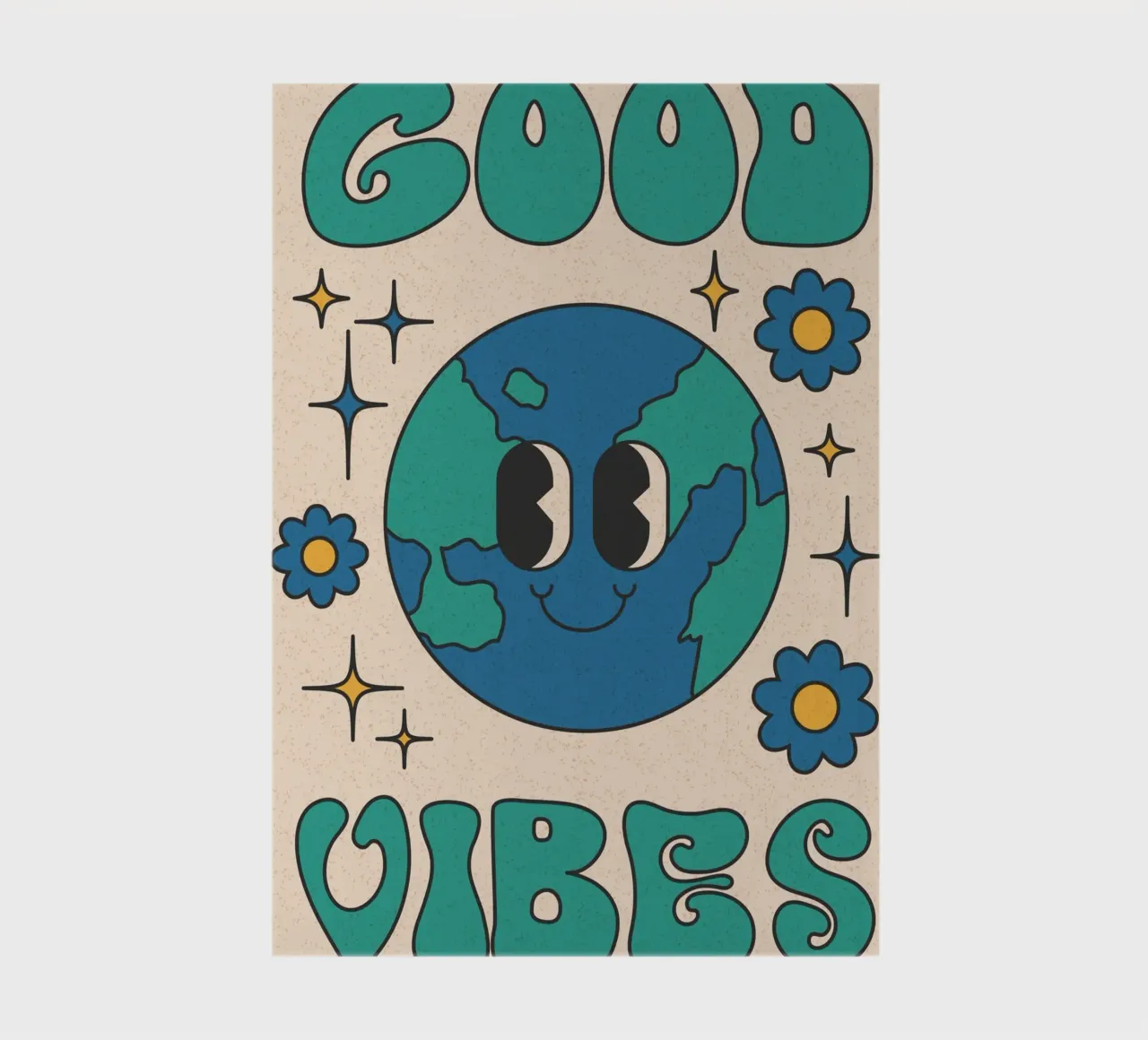 Groovy Good Vibes Aarde Dag Retro Kunstdruk notitieboek van homdeco