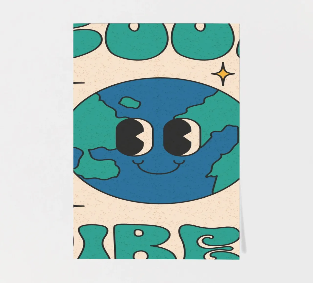 Groovy Good Vibes Aarde Dag Retro Kunstdruk stickervel van homdeco