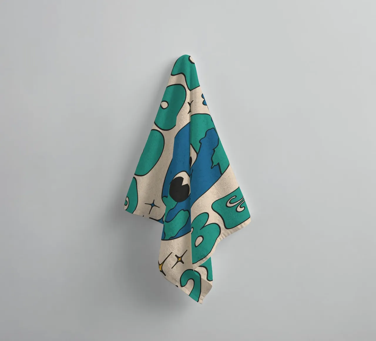 Groovy Good Vibes Aarde Dag Retro Kunstdruk badhanddoek van homdeco