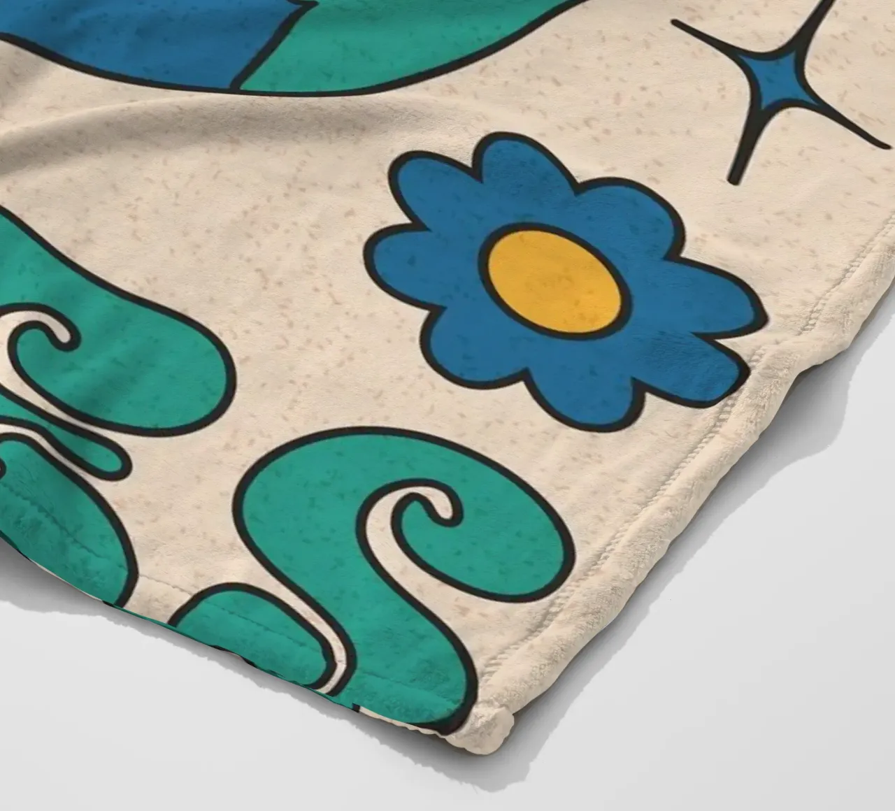 Groovy Good Vibes Earth Day Retro Kunstdruck Fleecedecke von homdeco