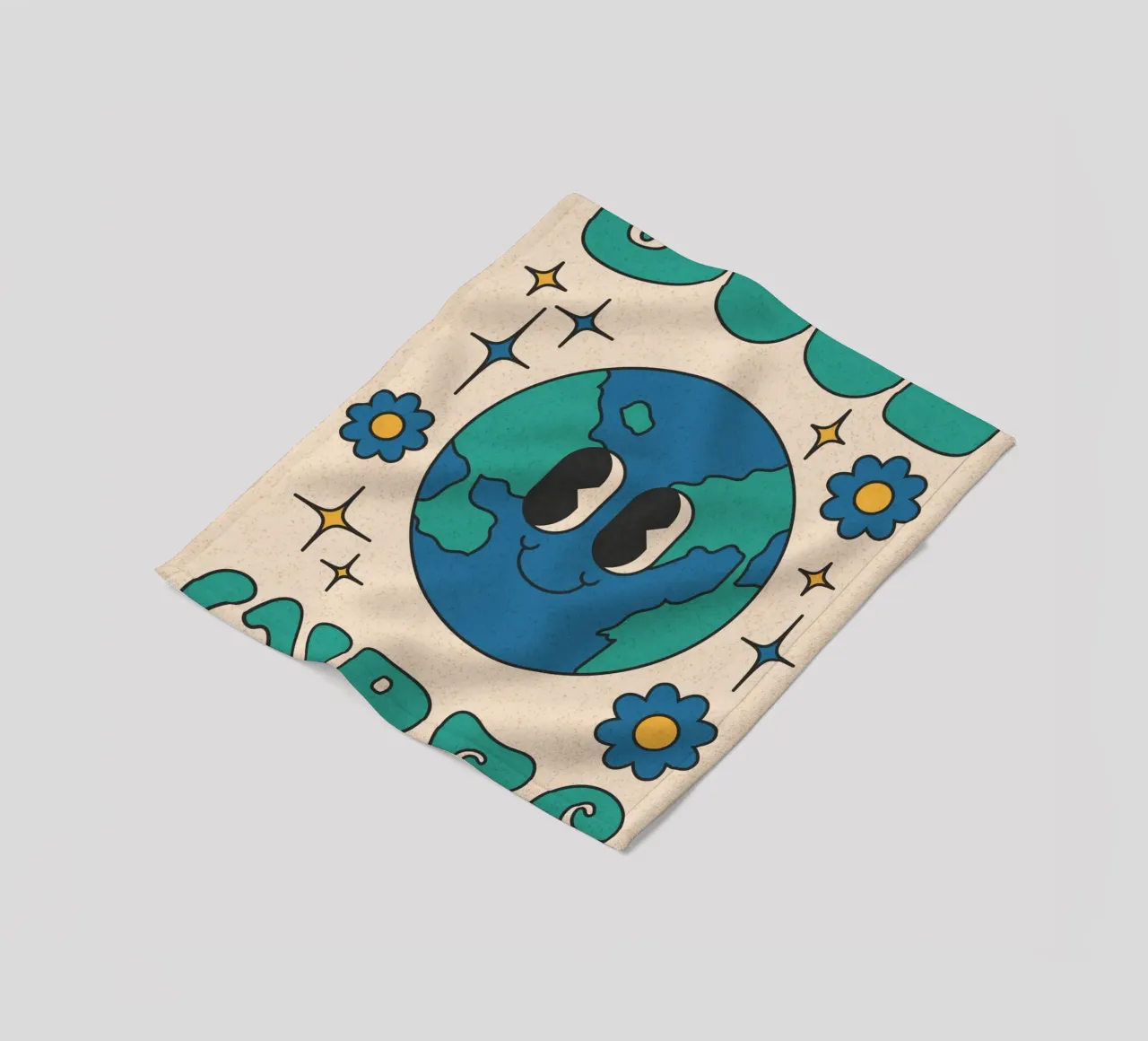 Groovy Good Vibes Earth Day Retro Kunstdruck Fleecedecke von homdeco