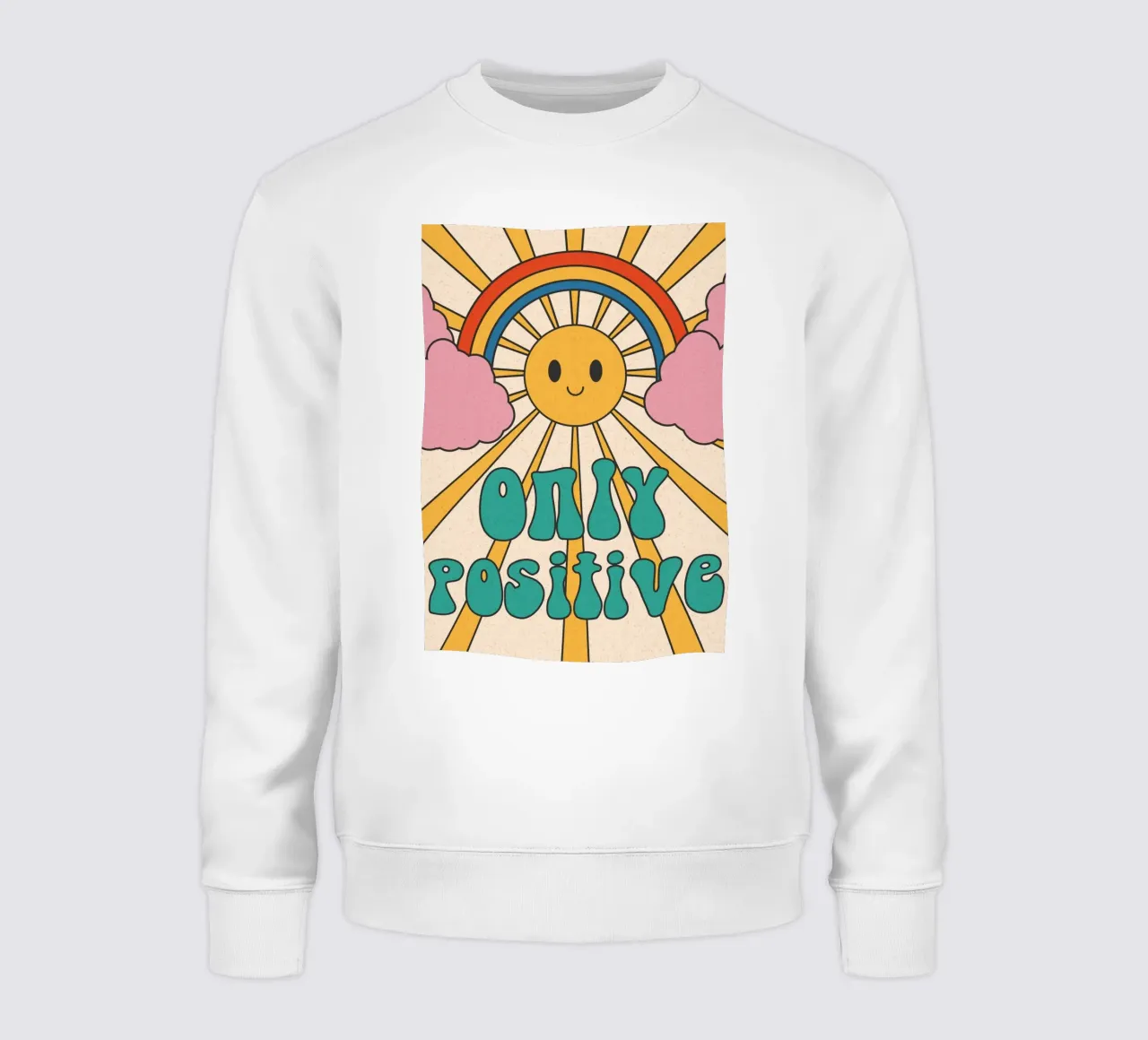 Arte del sole e dell'arcobaleno "solo positiva" - Retro Vibes felpa da homdeco