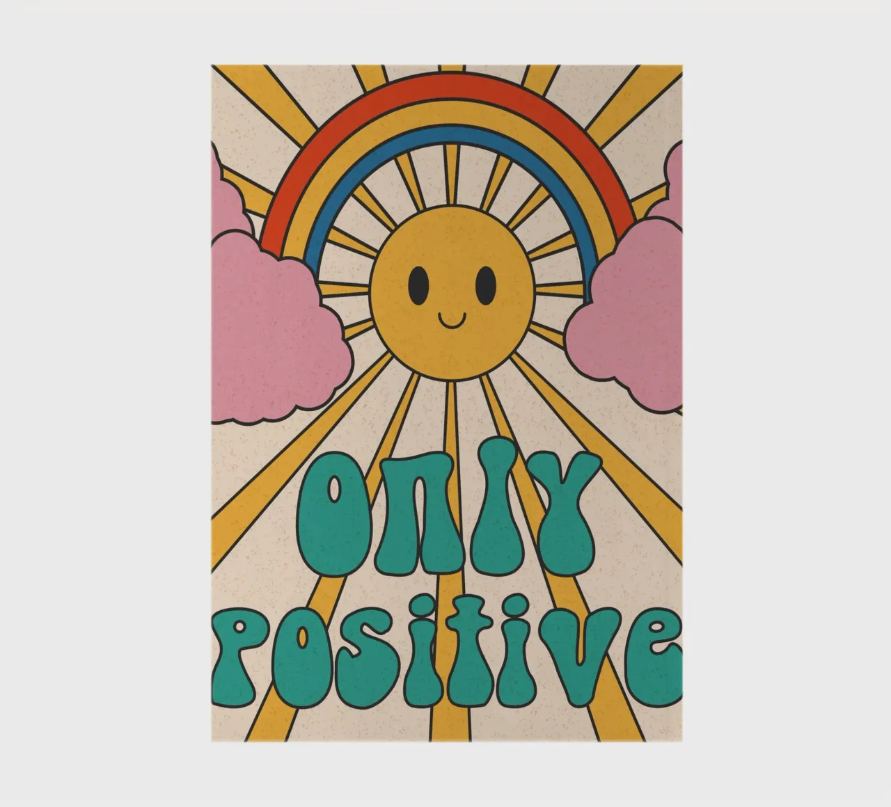 Groovy "Only Positive" Sun & Rainbow Art - Retro Vibes carnet de notes de homdeco