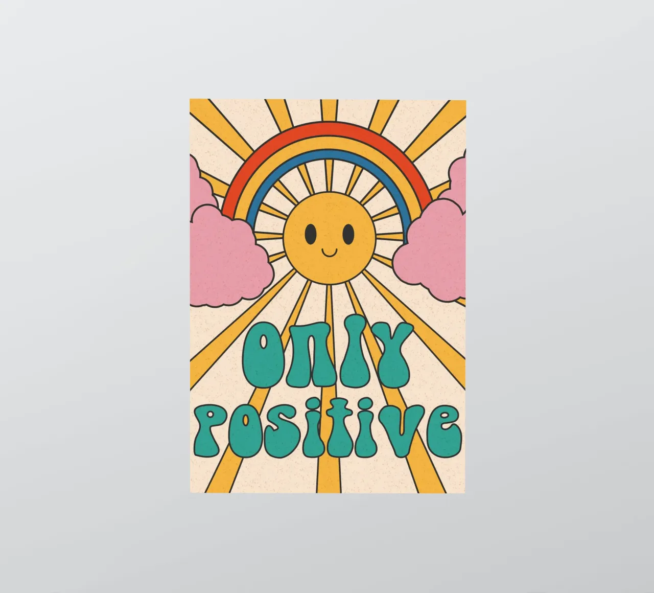 Groovy "Only Positive" Sol y Arco Iris - Retro Vibes pegatina de homdeco