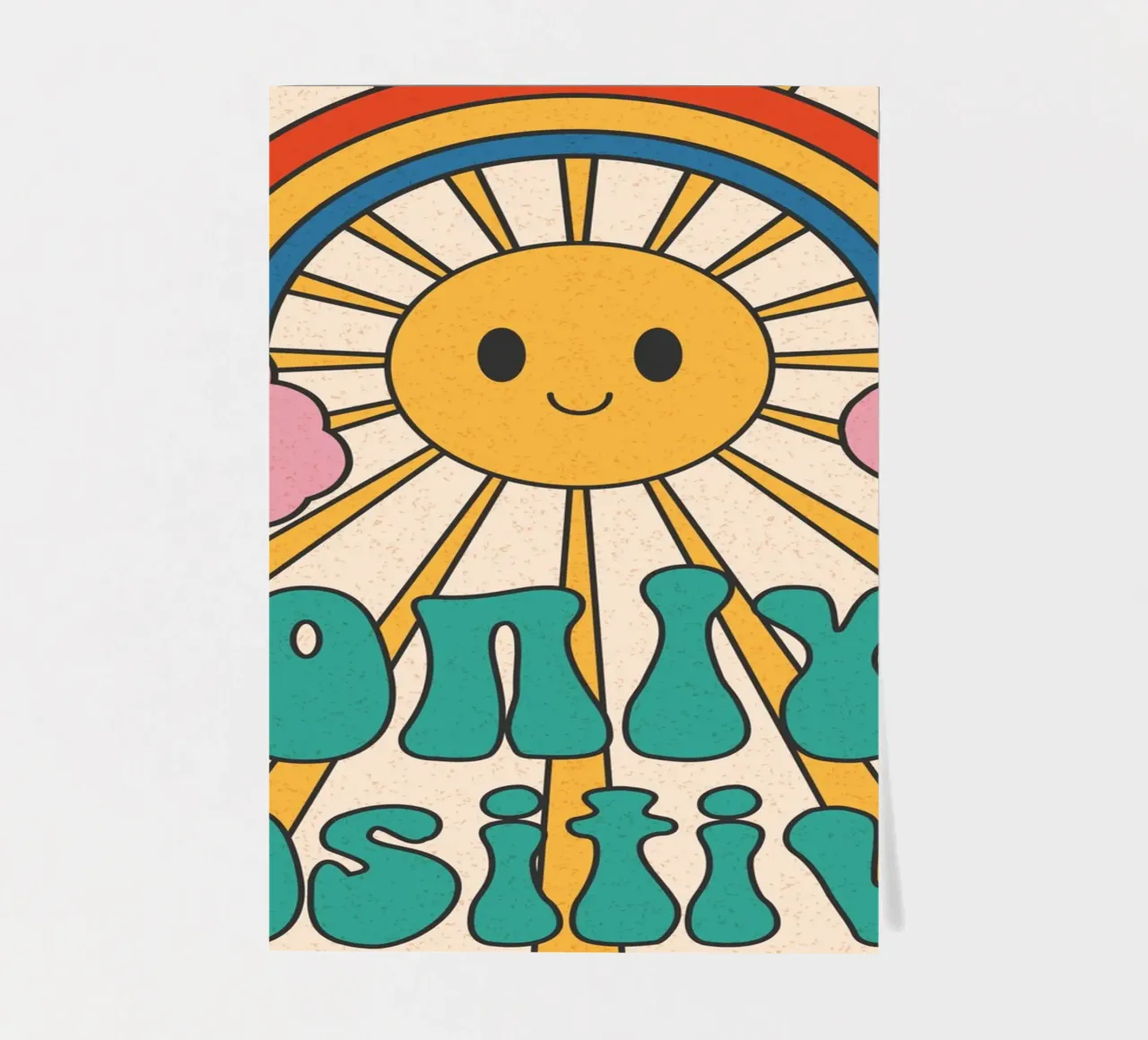 Groovy "Only Positive" Sol y Arco Iris - Retro Vibes pack de pegatina de homdeco