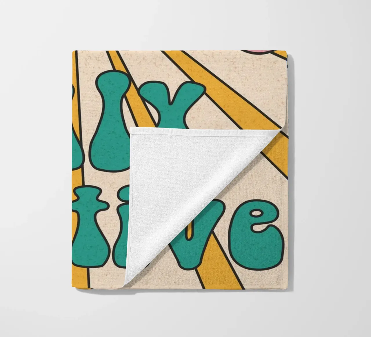 Groovy "Only Positive" Sol y Arco Iris - Retro Vibes toalla de playa de homdeco