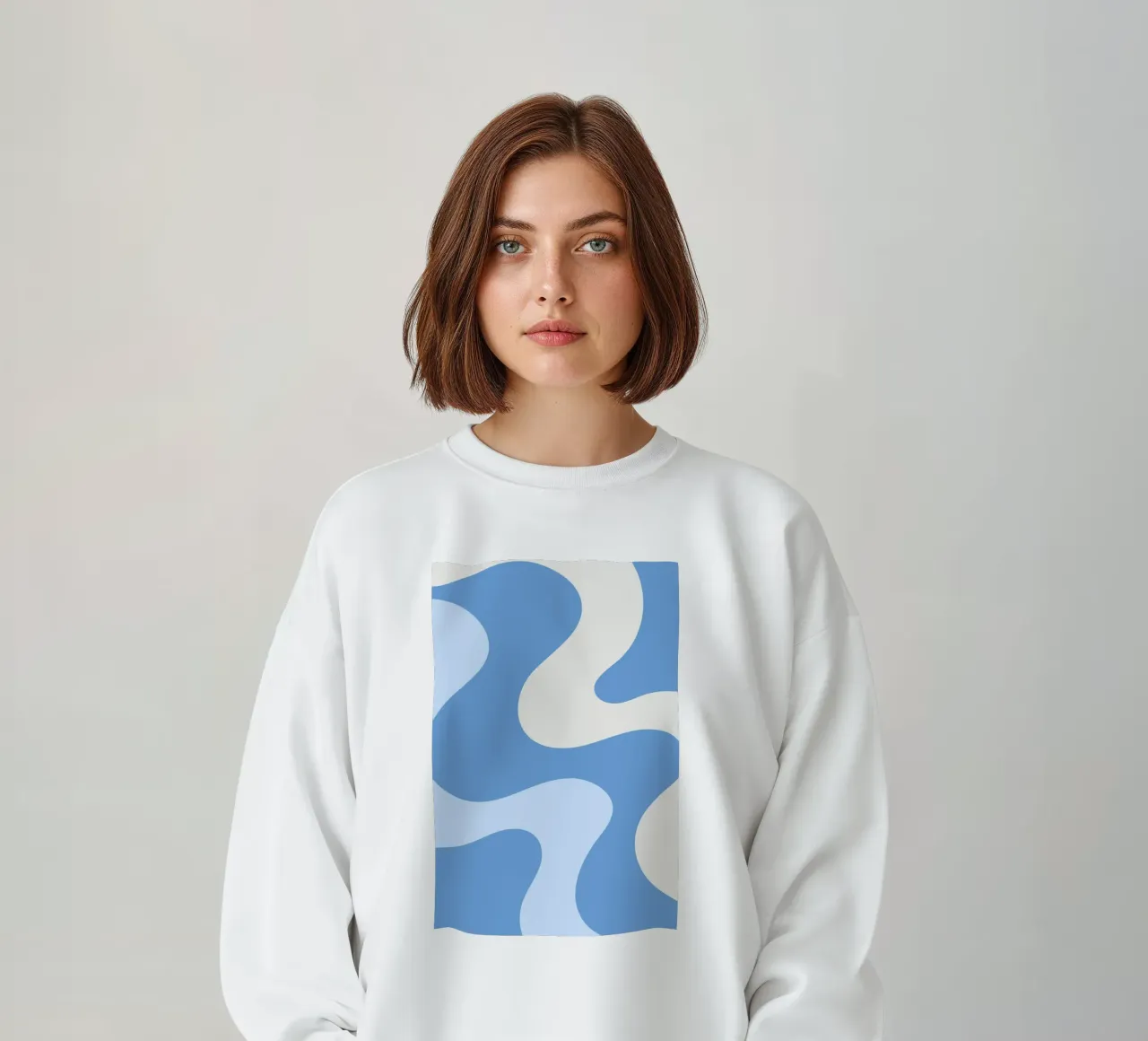 Retro Wervelingen Blauw & Crème Abstract - Golvend Esthetisch sweatshirt van homdeco