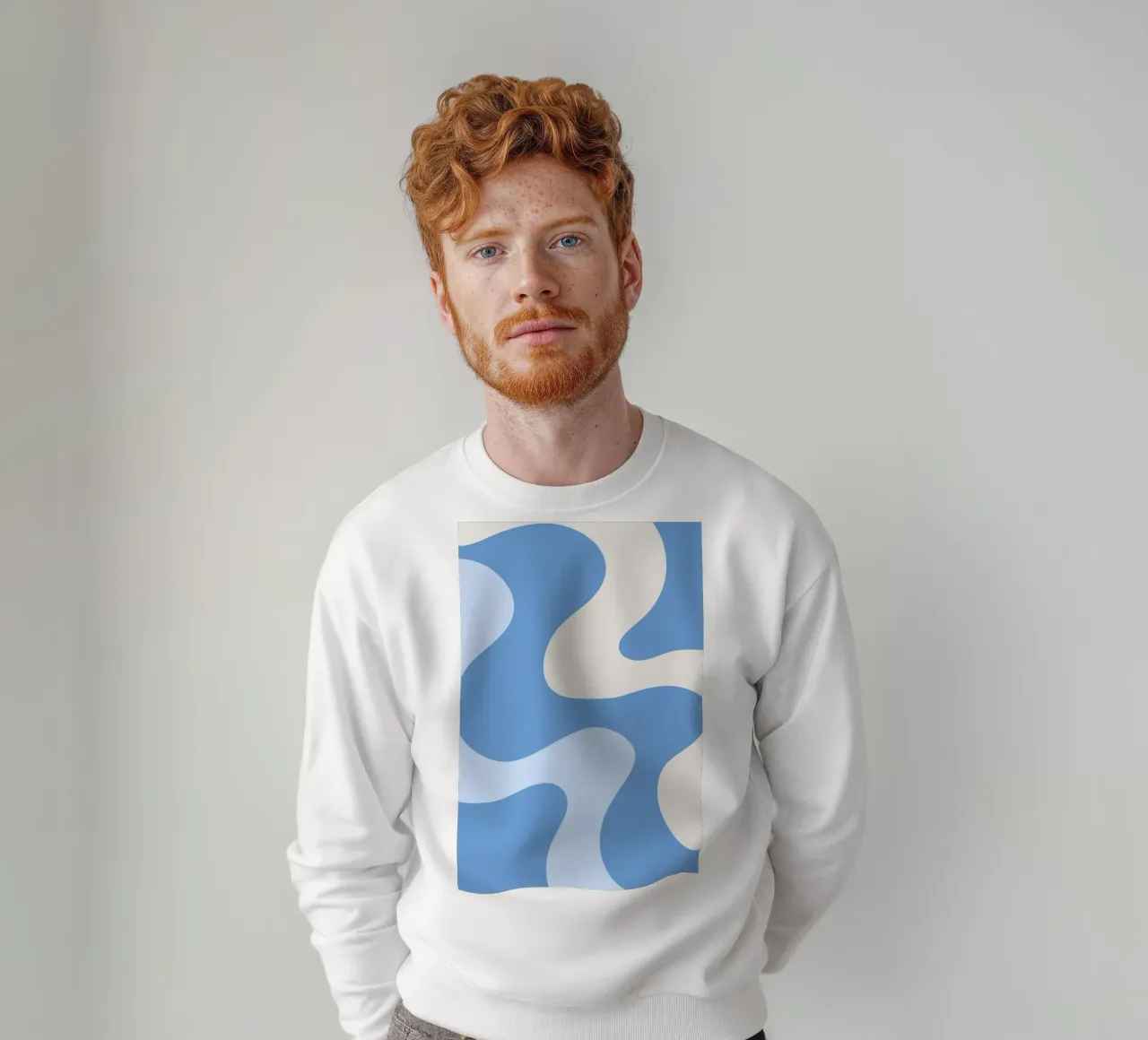 Retro Wervelingen Blauw & Crème Abstract - Golvend Esthetisch sweatshirt van homdeco
