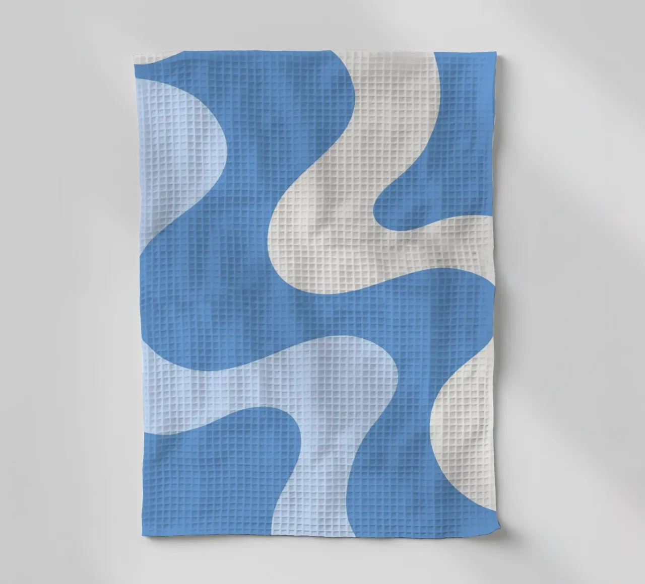Retro Wervelingen Blauw & Crème Abstract - Golvend Esthetisch theedoek van homdeco